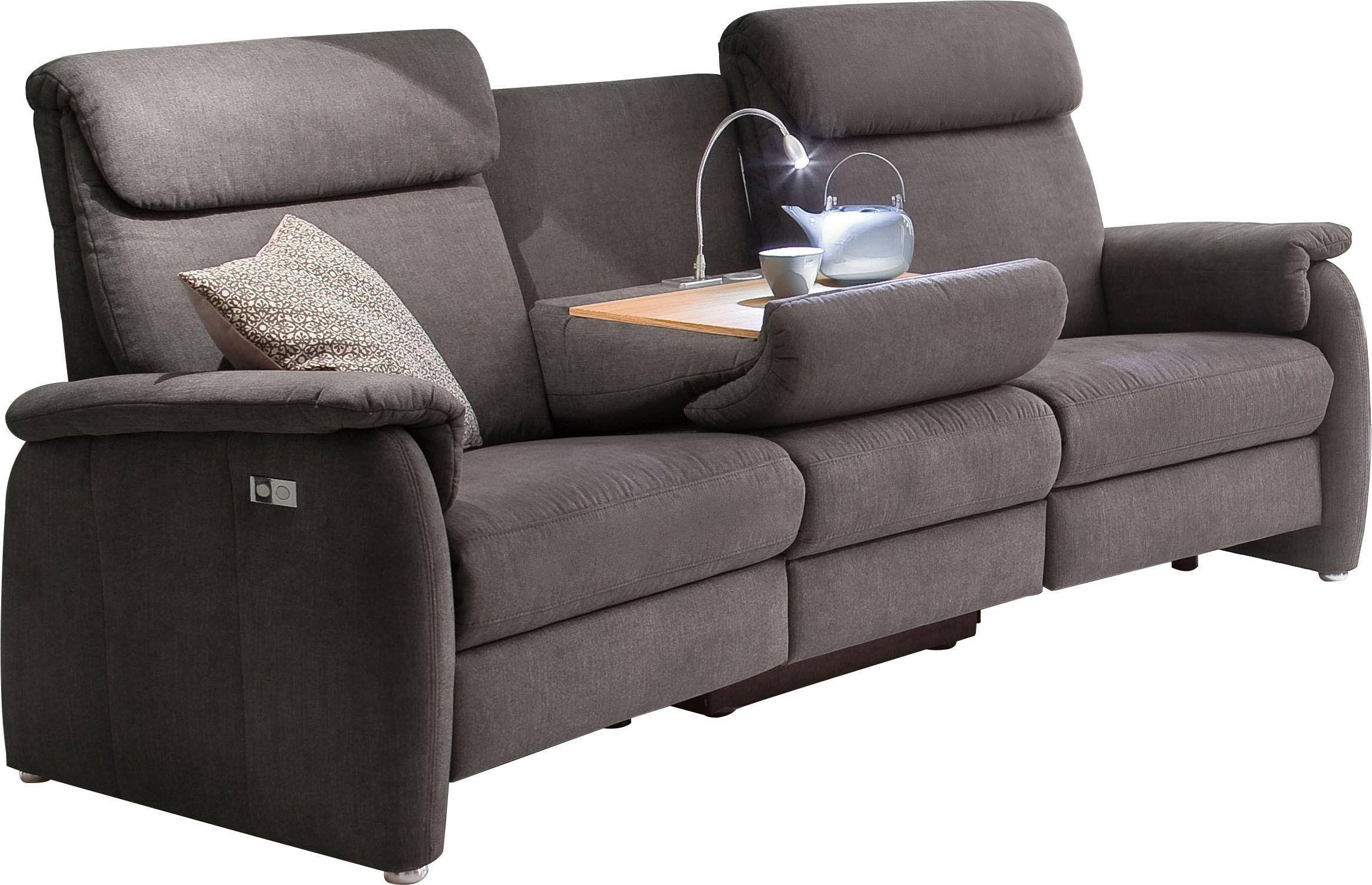 Home affaire Sofa "Turin", mit motorischer Relaxfunktion, Tisch, Leuchte + USB-Ladestation