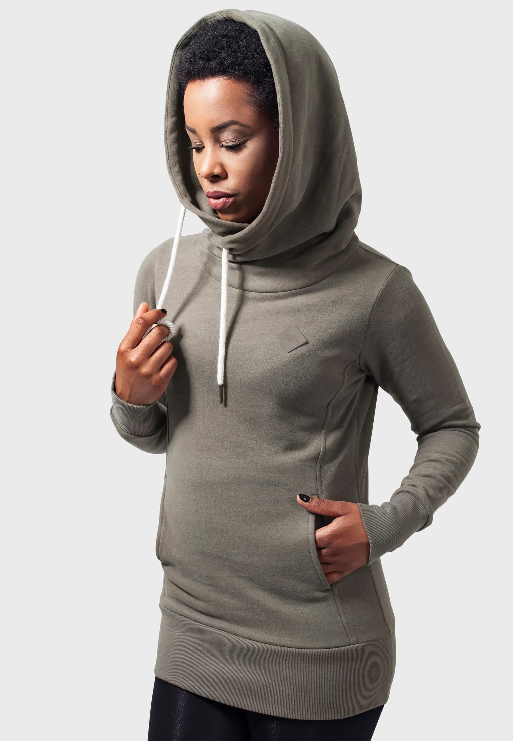 URBAN CLASSICS Kapuzenpullover »Urban Classics Damen Ladies Long Logopatch Hoody« 1 Stk. tlg.