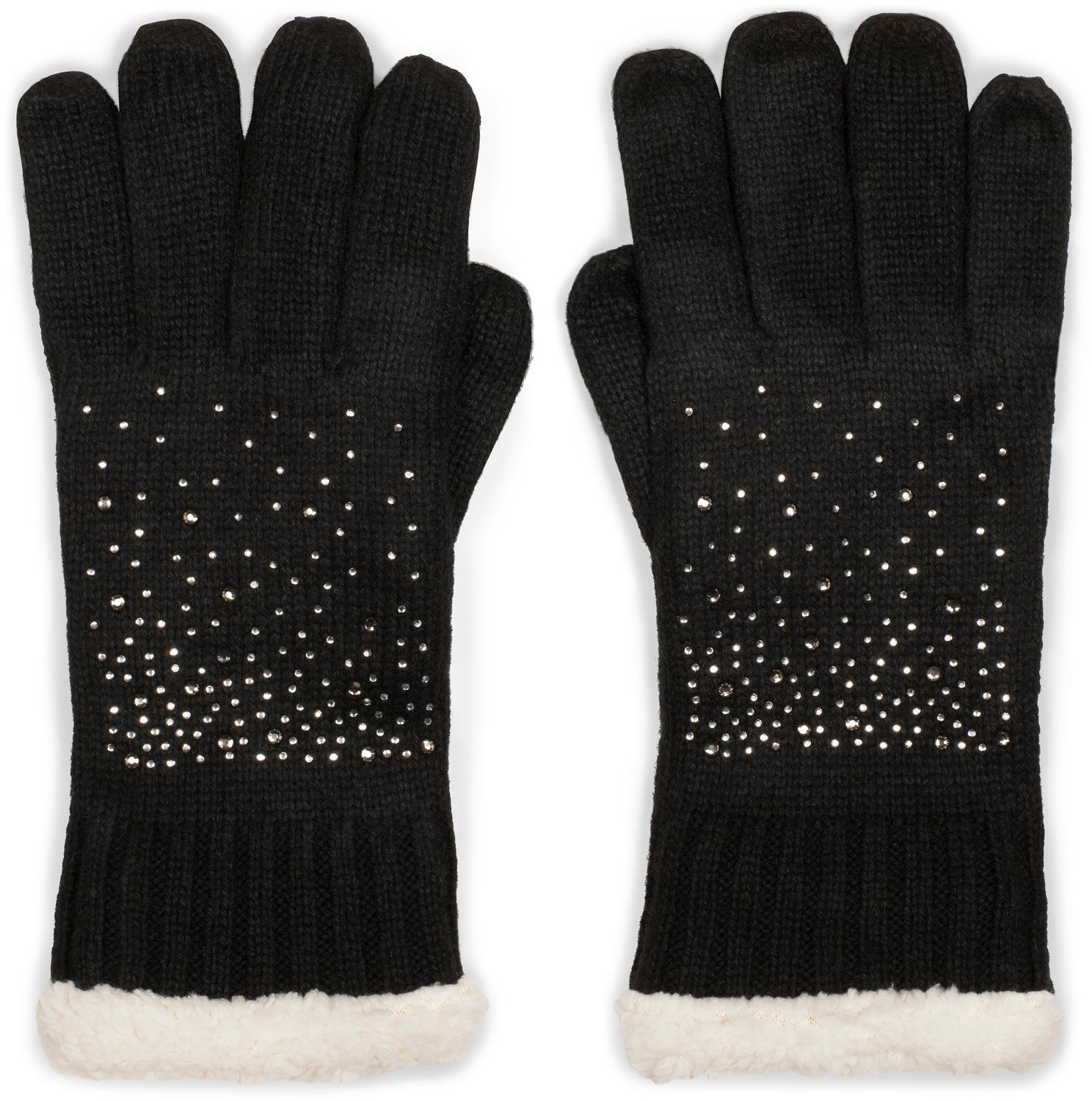 styleBREAKER Strickhandschuhe "Strickhandschuhe mit Strass und Fleece" 1 Stk.
