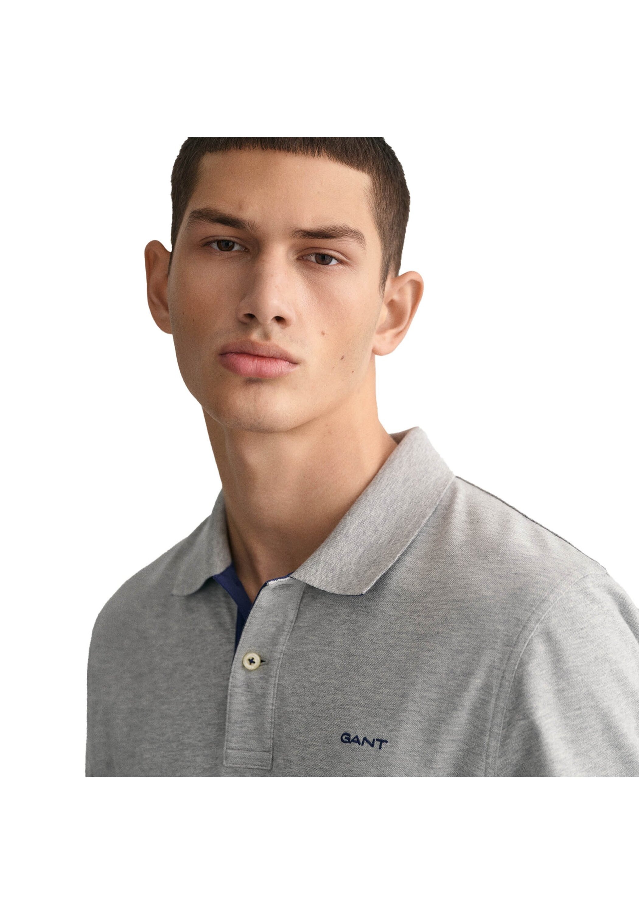 GANT Regular Contrast Pique Rugger Polo Shirt Gray M 3