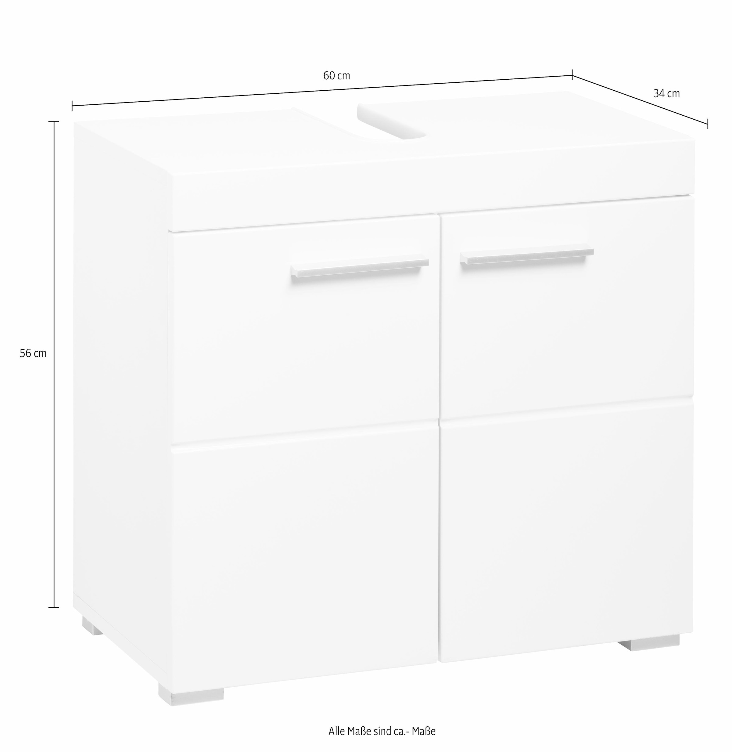 welltime Waschbeckenunterschrank »Avena«, Waschtisch 2türig- Aussparung 26/8 cm - (B/T/H) 60/34/56 cm
