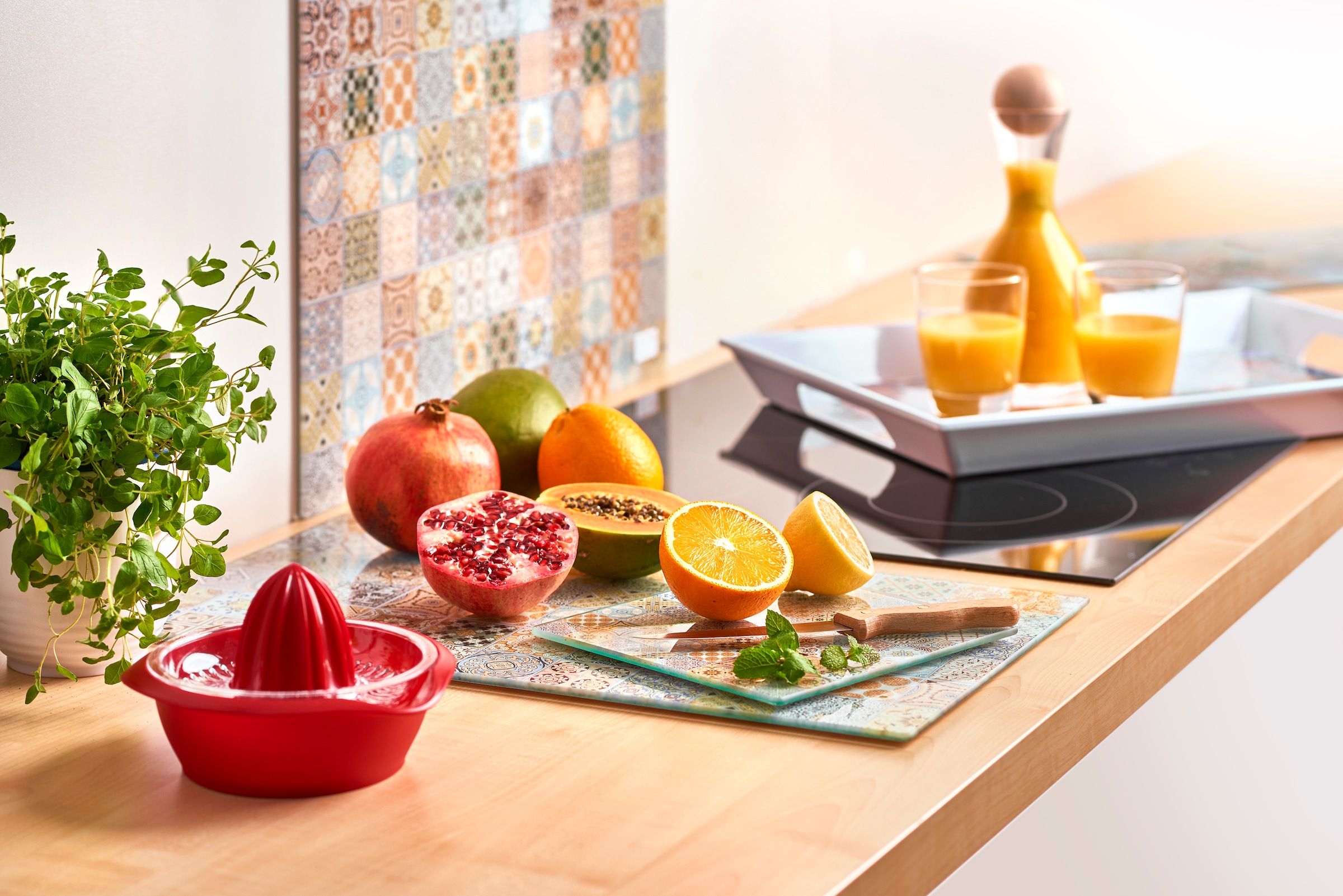Zeller Present Schneide- und Abdeckplatte »Mosaik«, (Set, 2 tlg.), nostalgisches Design