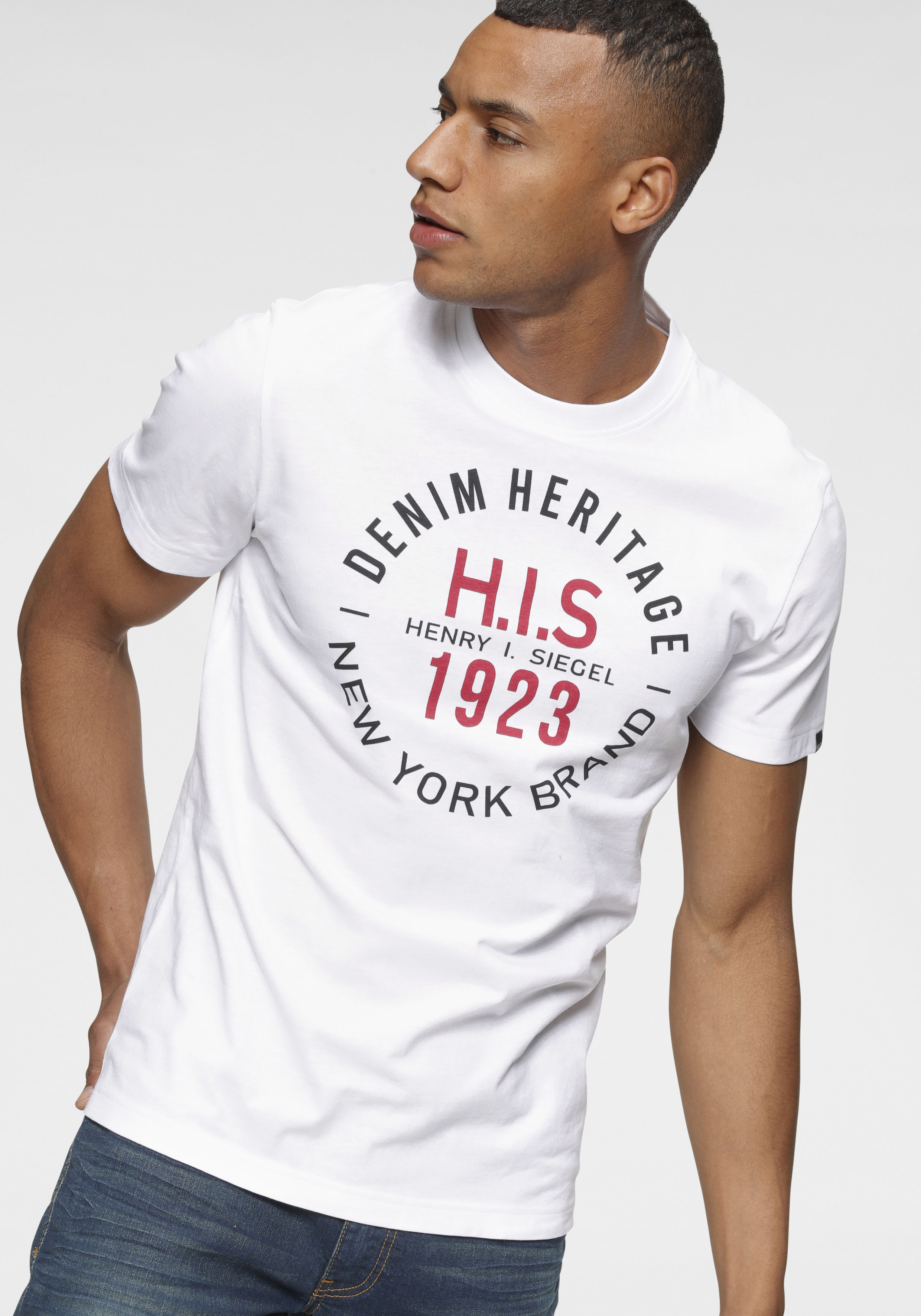 strukturierter Henleyshirt, H.I.S BAUR ▷ aus | Baumwoll-Qualität kaufen