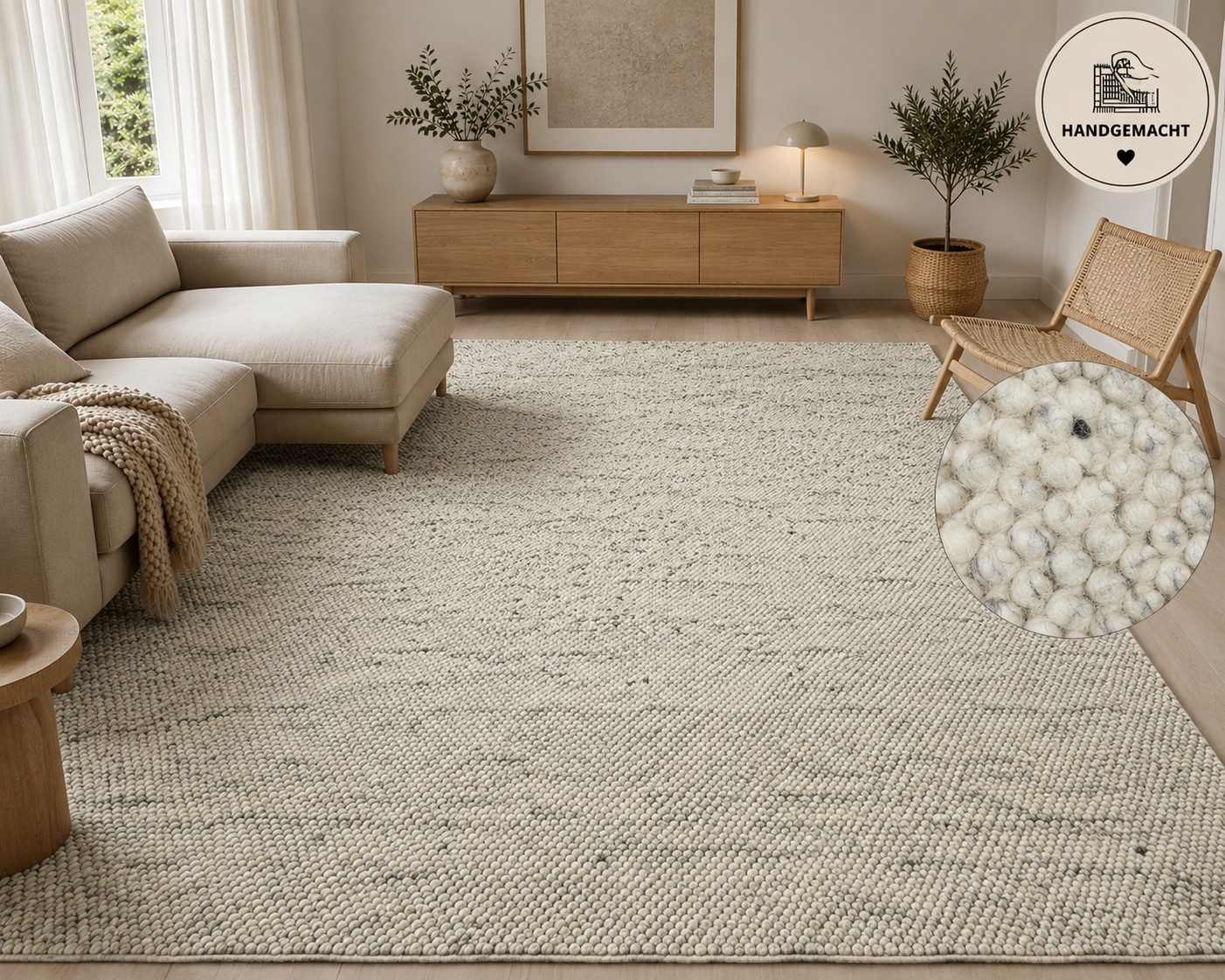 OTTO home Wollteppich "Wolly, Wolle" rechteckig 14 mm Höhe handgewebt, Handweb Teppiche, Skandi, Wohnzimmer, Schlafzimmer