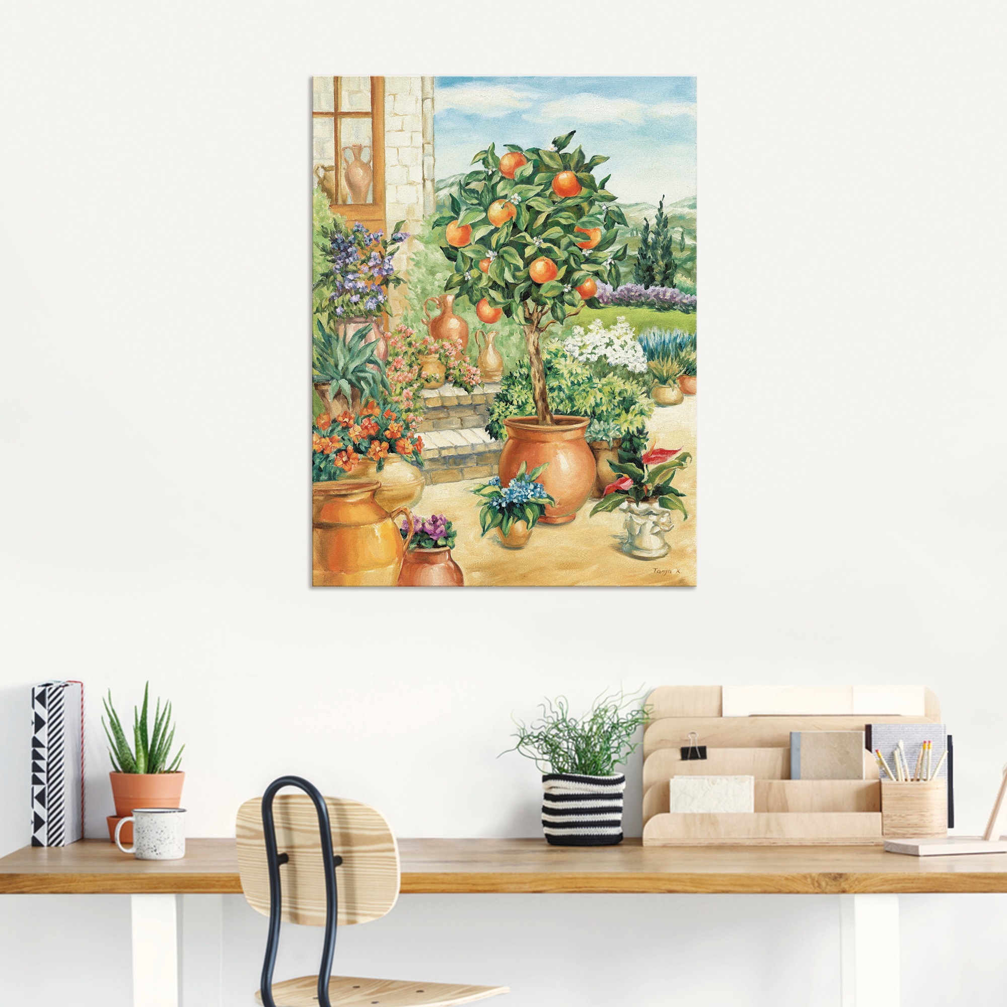 Wandbild ARTLAND "Orangenbaum im Garten", grün (farbe bild(er): grün), B:30cm H:40cm, Bilder, als Alubild, Leinwandbild in verschied. Größen 2