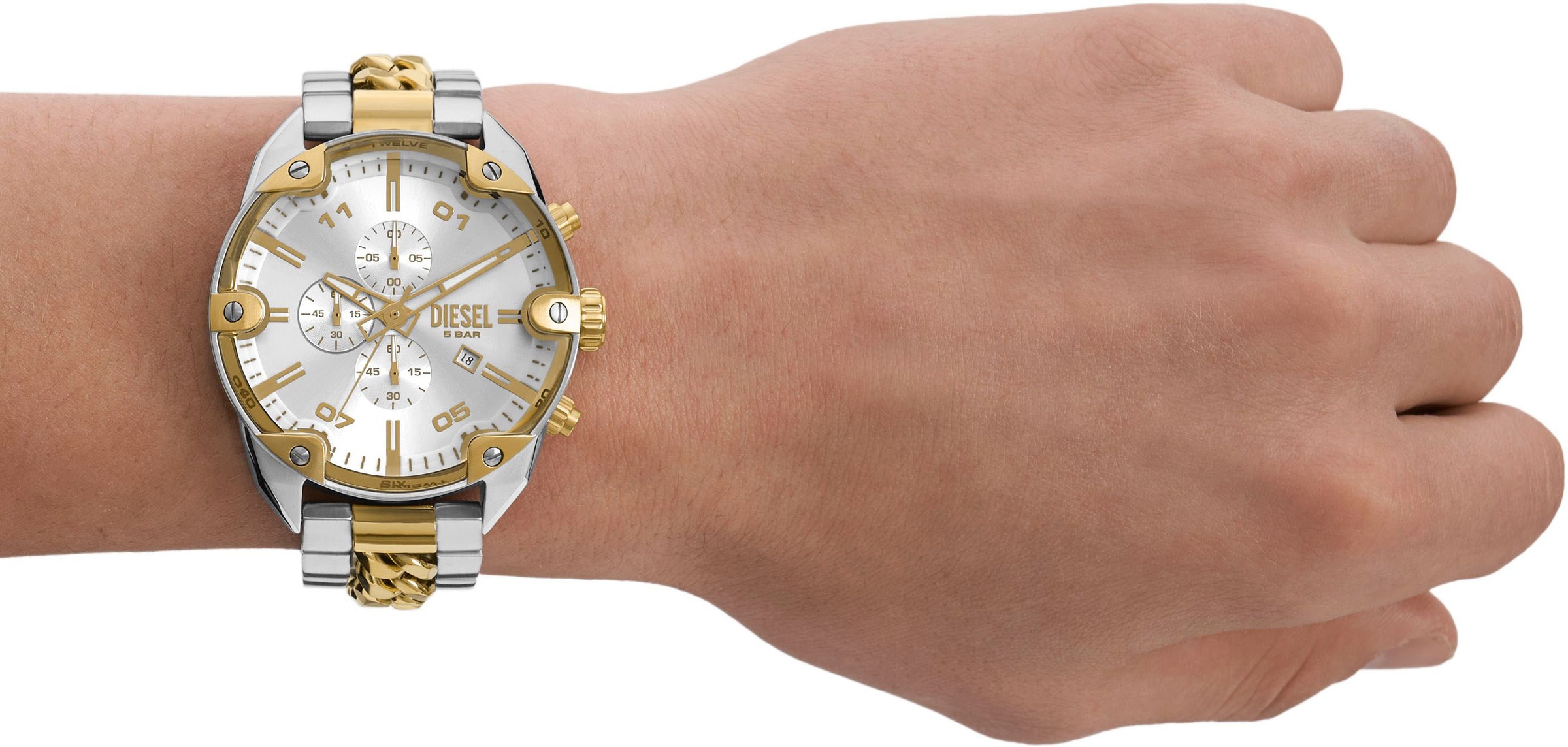 Diesel Chronograph Quarzuhr, Armbanduhr, Herrenuhr, Stoppfunktion, Edelstahlarmband