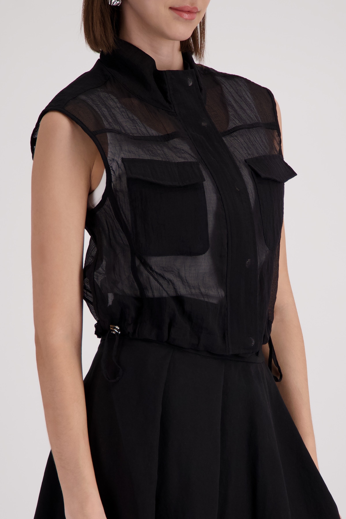 Monari Kurzweste Regular fit mit Netzstruktur