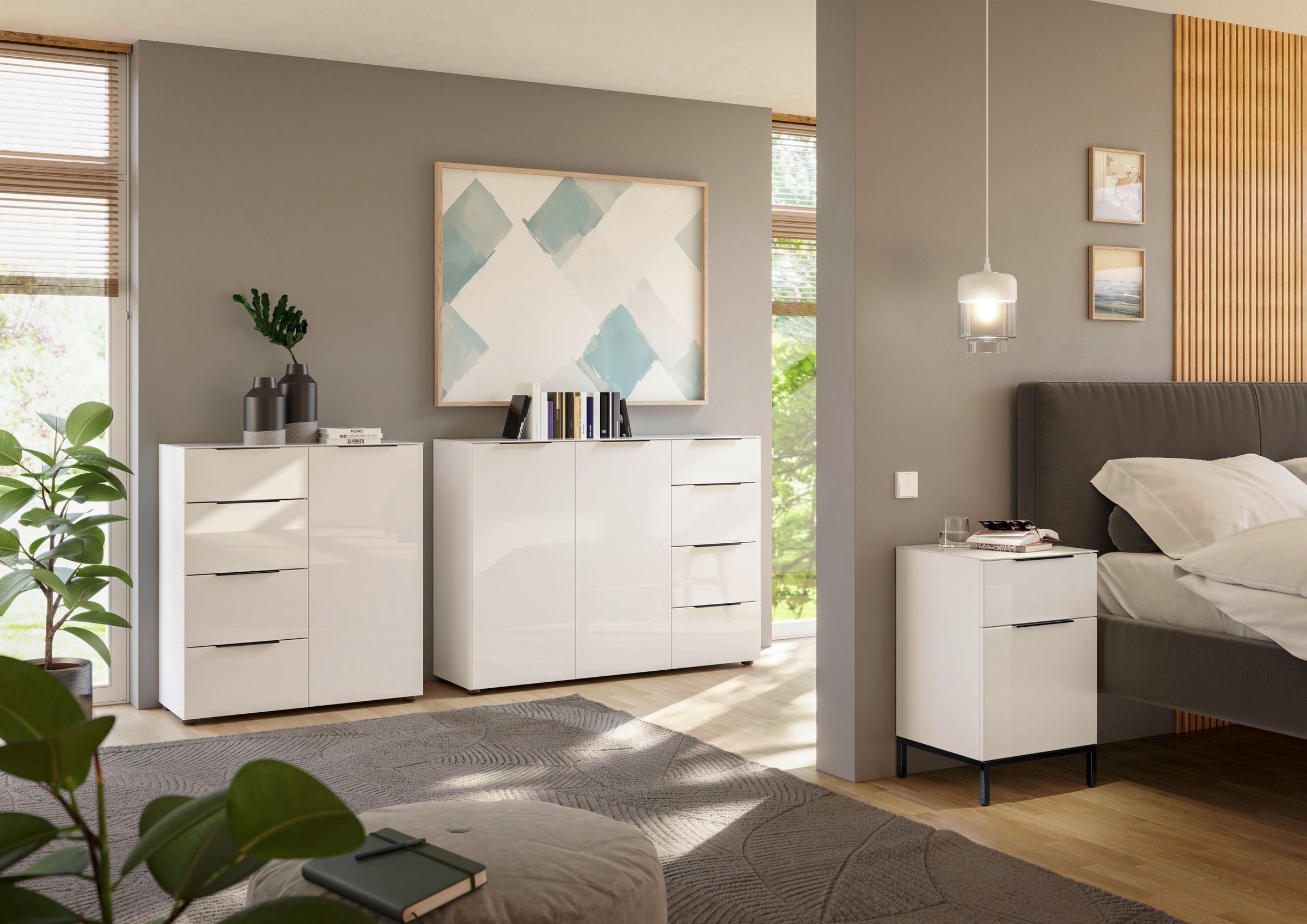 Manjana Möbel Kommode »Kommode mit Chrom oder Schwarz matten Metallgriffen«