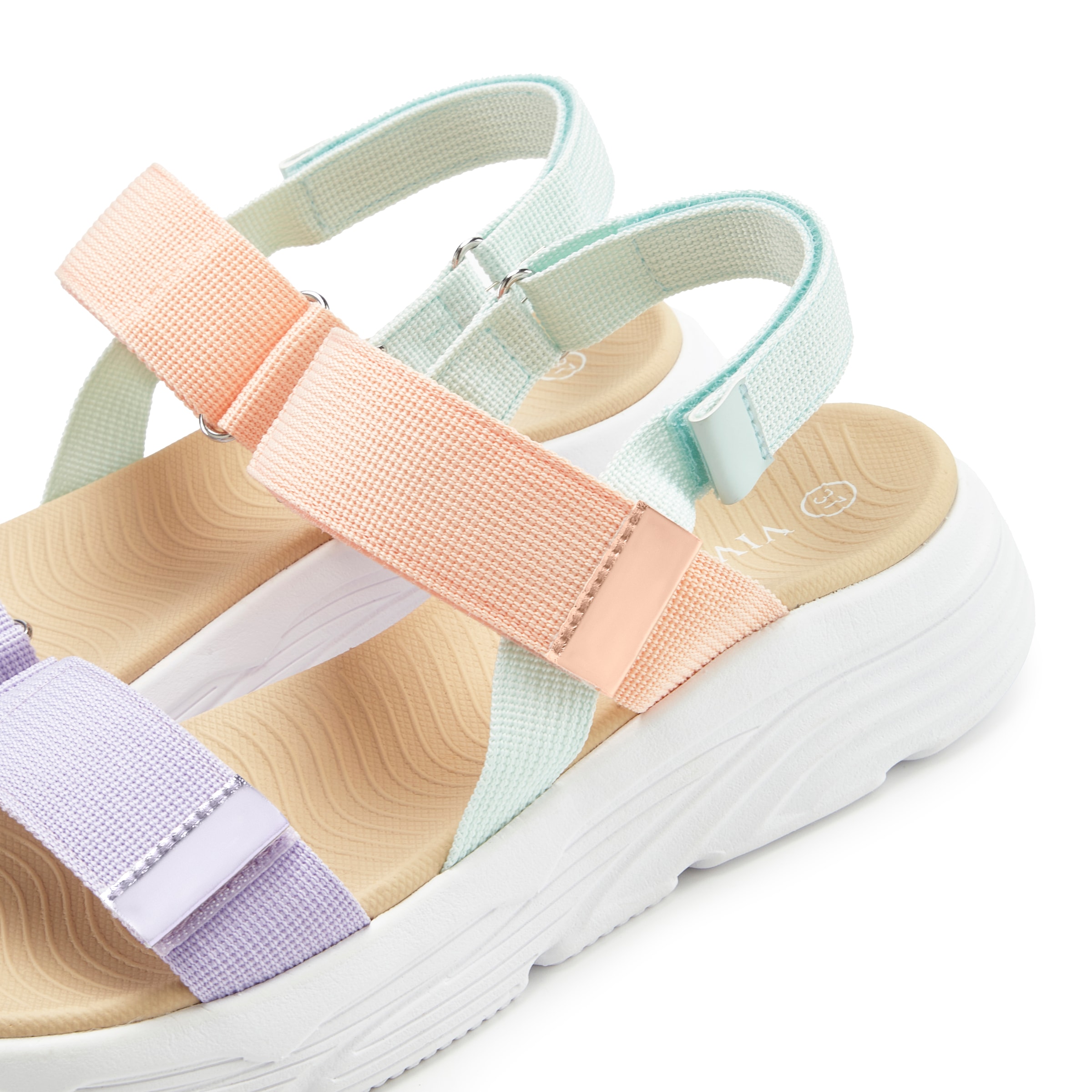 Vivance Sandale »Sandalette, Pantolette, Sommerschuhe, Riemchensandale«  mit bunten Riemchen und Klettverschluss VEGAN