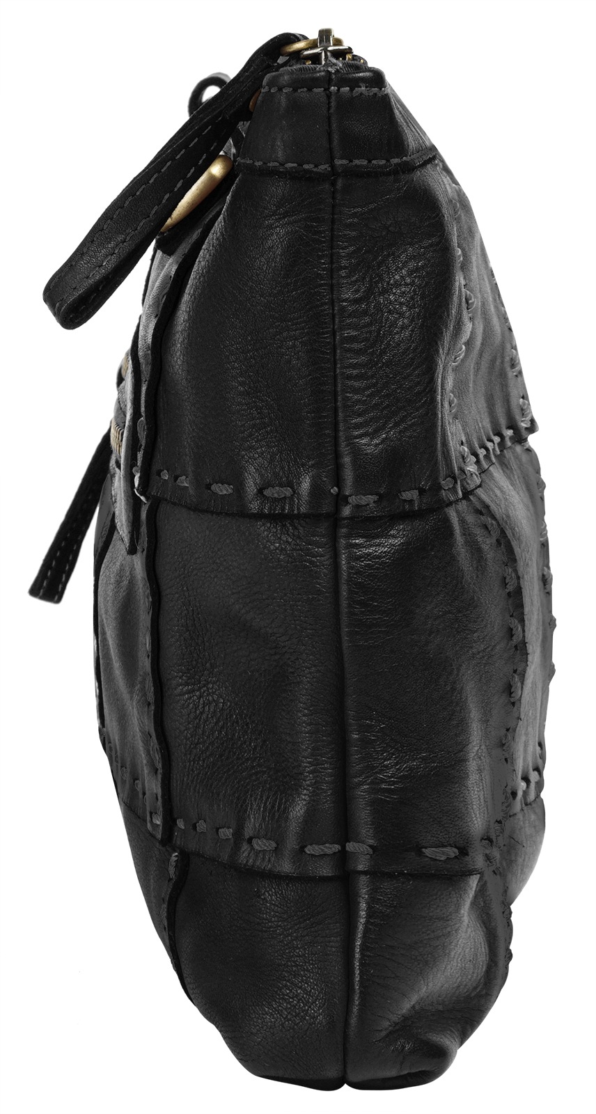 Umhängetasche SAMANTHA LOOK, Damen, Gr. B/H/T: 30cm x 23cm x 3cm onesize, schwarz, Leder, leicht glänzend, unifarben, Taschen Umhängetasche, echt Leder, Made in Italy 3