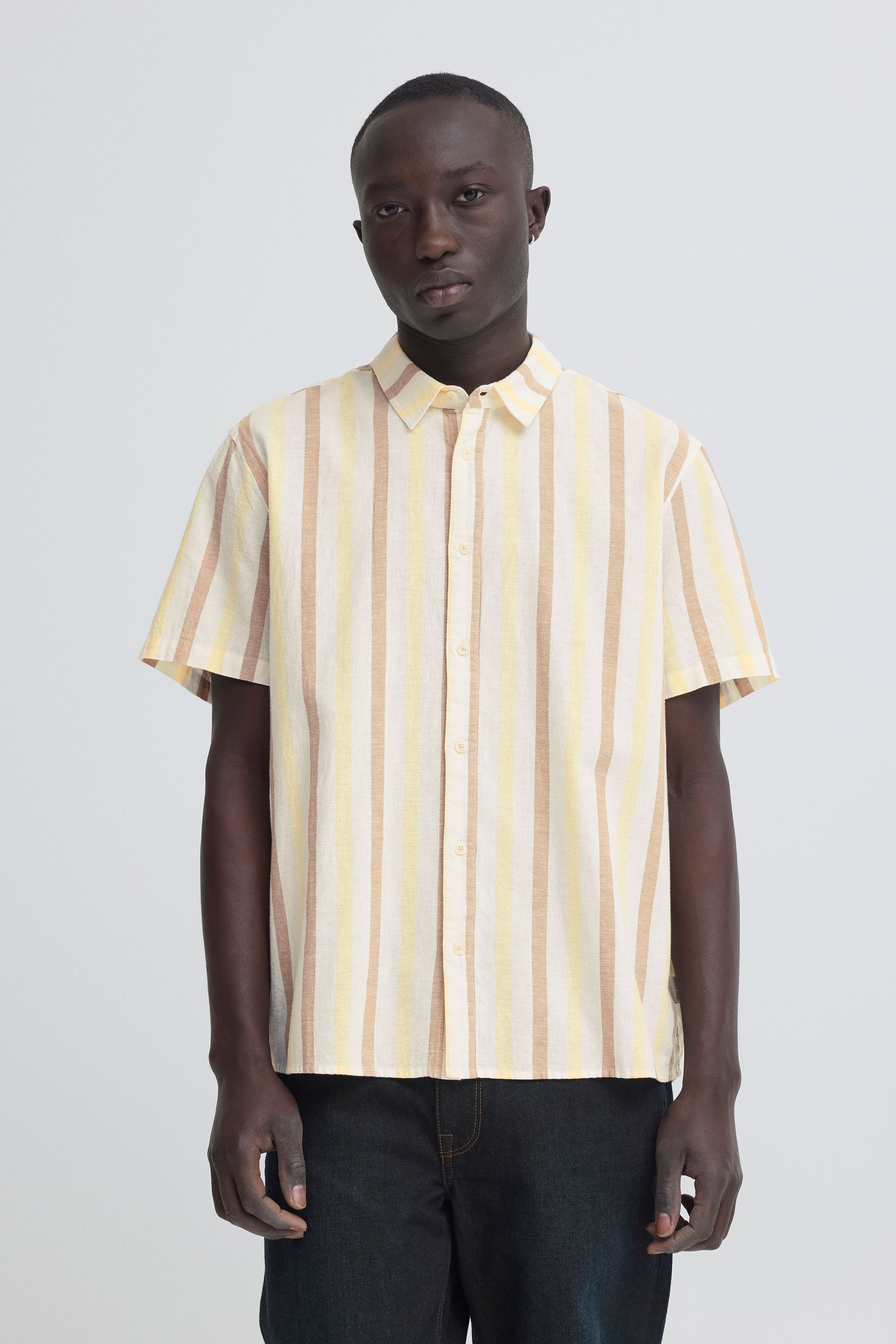 Blend Leinenhemd "BHAban" Farbenfrohes gestreiftes Hemd aus Baumwoll-Leinen günstig online kaufen