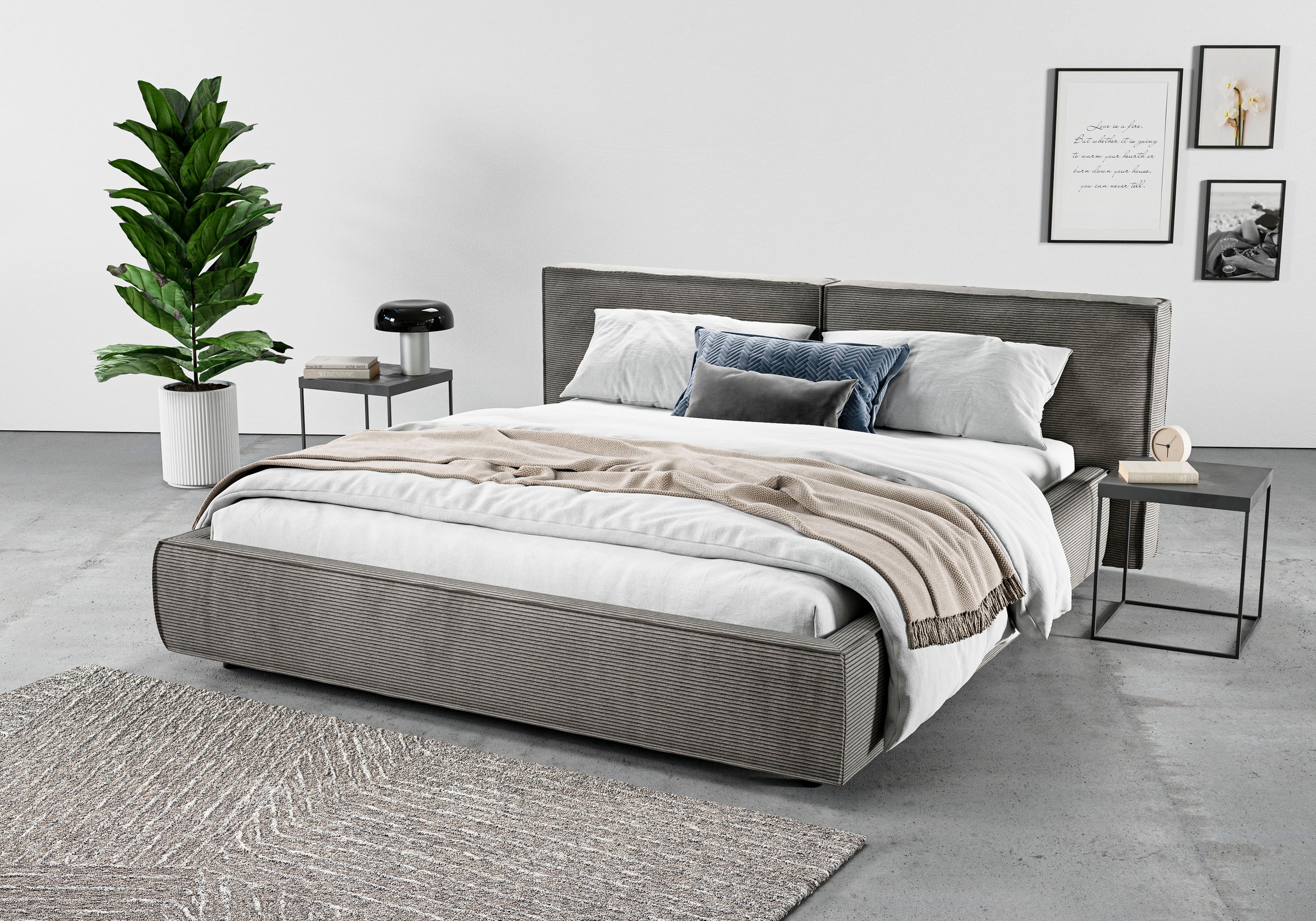 Home affaire Polsterbett "Adrina mit Biesenoptik, Feincord und Luxus-Microf günstig online kaufen