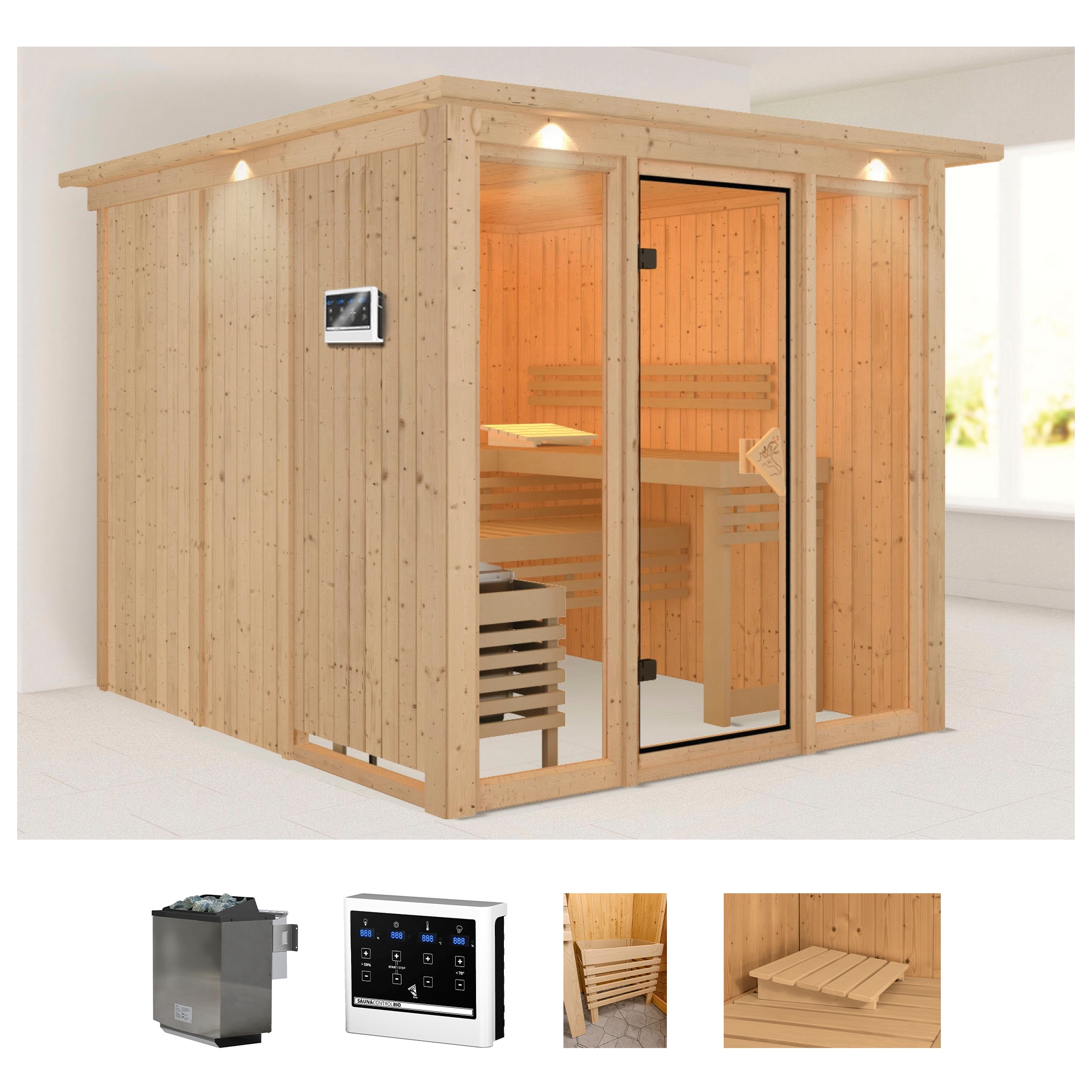 welltime 1100000002199 "Artja" Set, Ofen 9 kW Bio externe Strg easy
