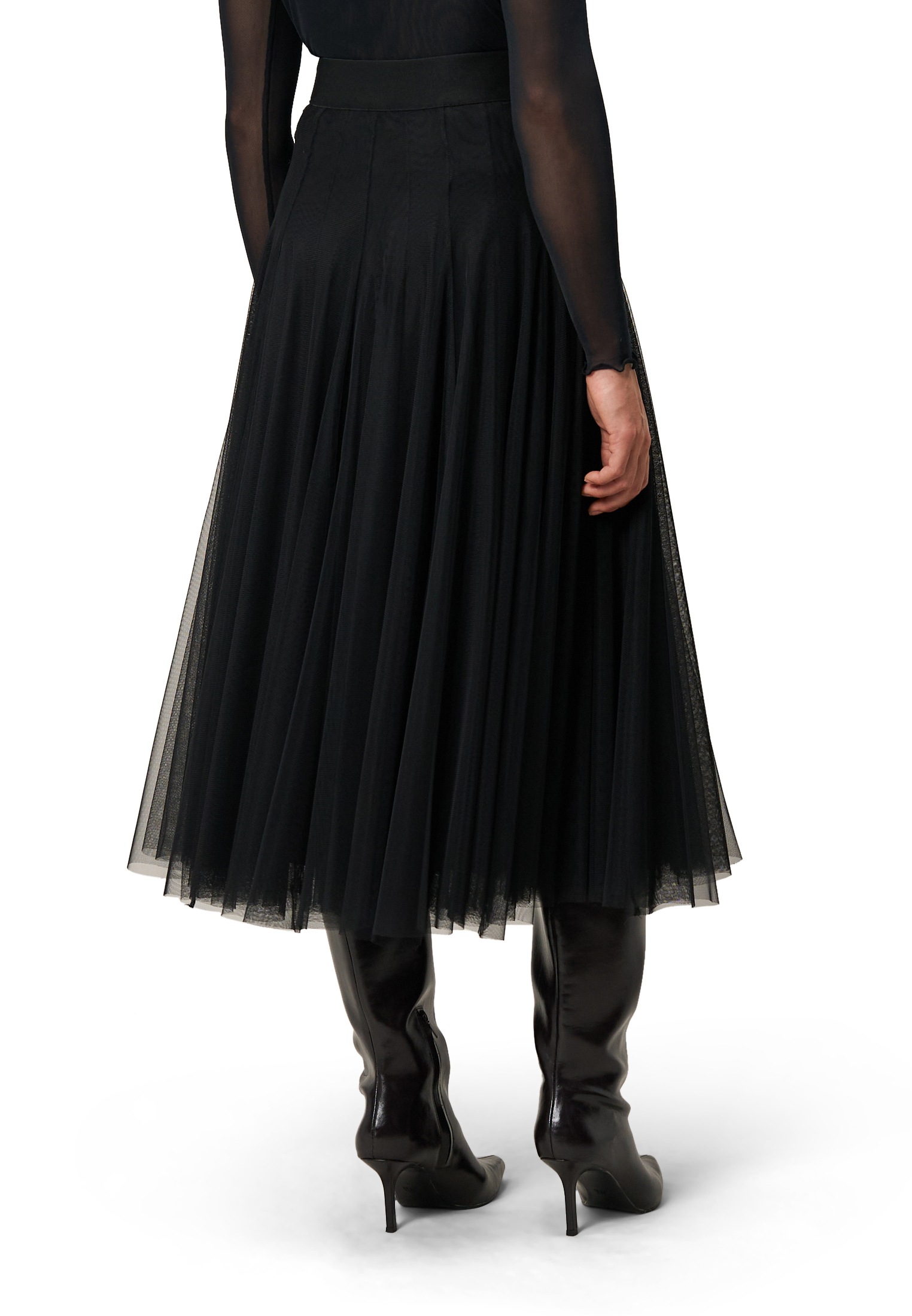 Zero Midirock »Damen Meshrock mit Gummibund« Falten