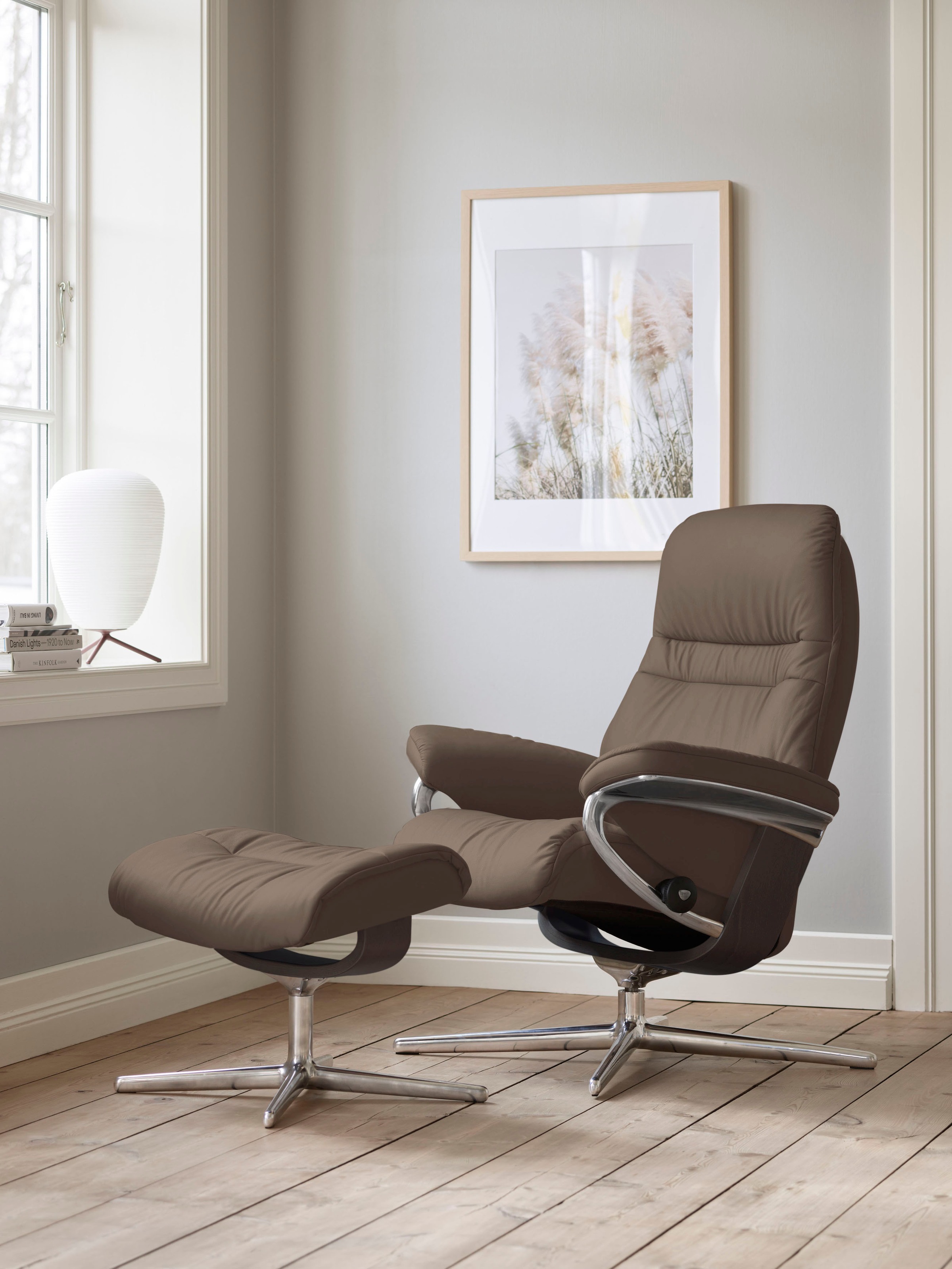 Stressless Fußhocker "Sunrise", mit Cross Base, Größe S, M & L, Holzakzent Wenge