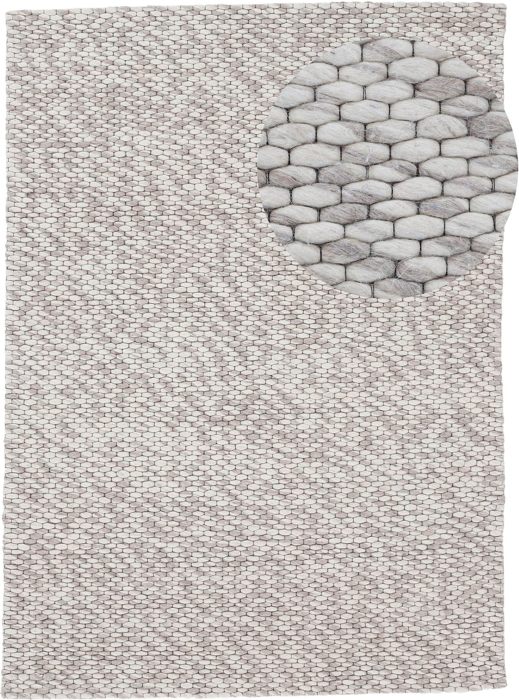 Wollteppich CARPETFINE "Sina, auch als Läufer", braun (hellbraun), B:240cm H:14mm L:340cm, Wolle, Teppiche, Handweb Teppich, reine Wolle, meliert, handgewebt, weich & kuschelig