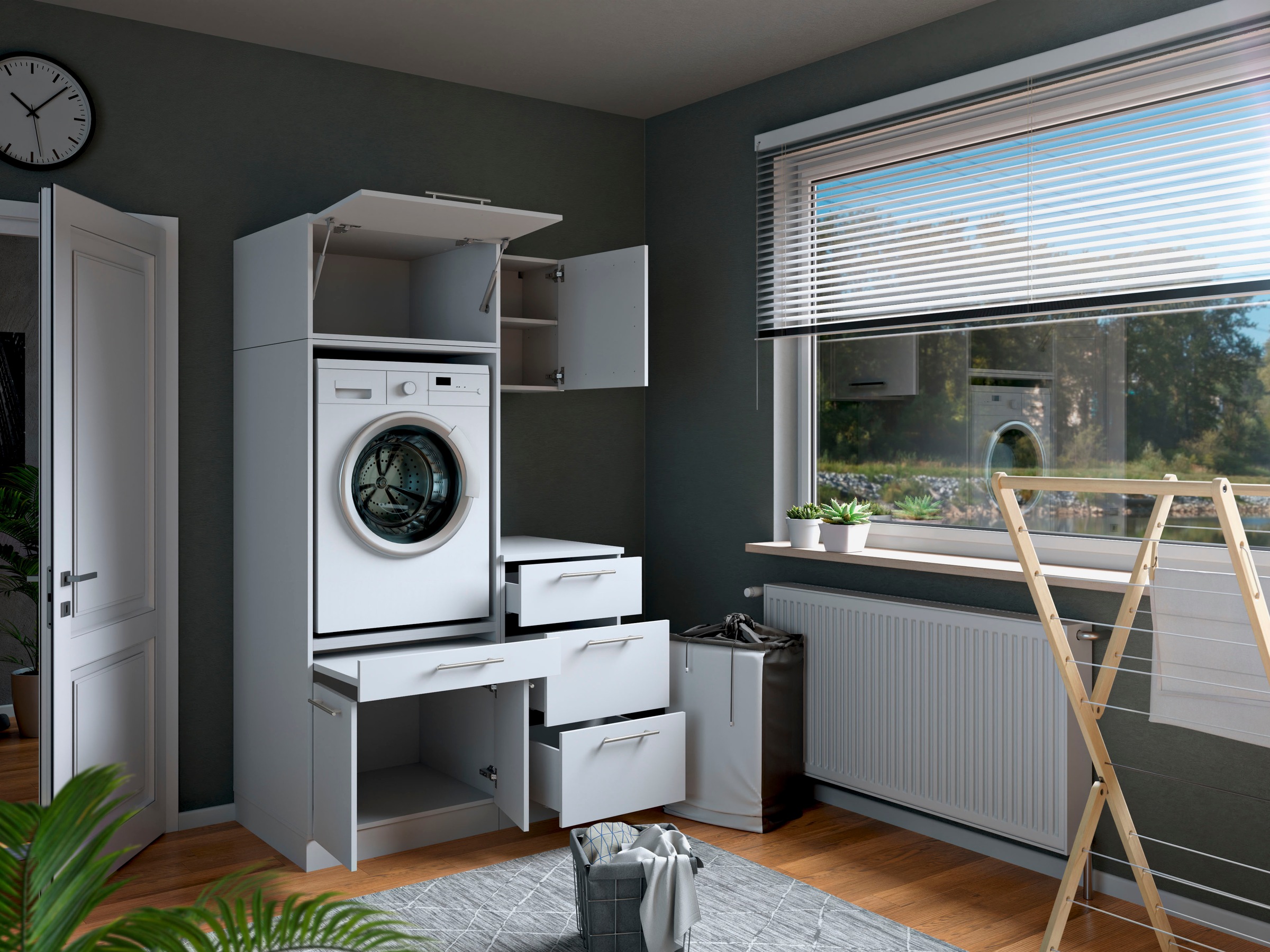 Laundreezy Mehrzweckschrank-Set »Laundreezy, 4-tlg. Mehrzweckschrank-Set B/H/T 118/200/68 cm«, (4 St.), Breite 118 cm, Soft-Close-Funktion für Türen