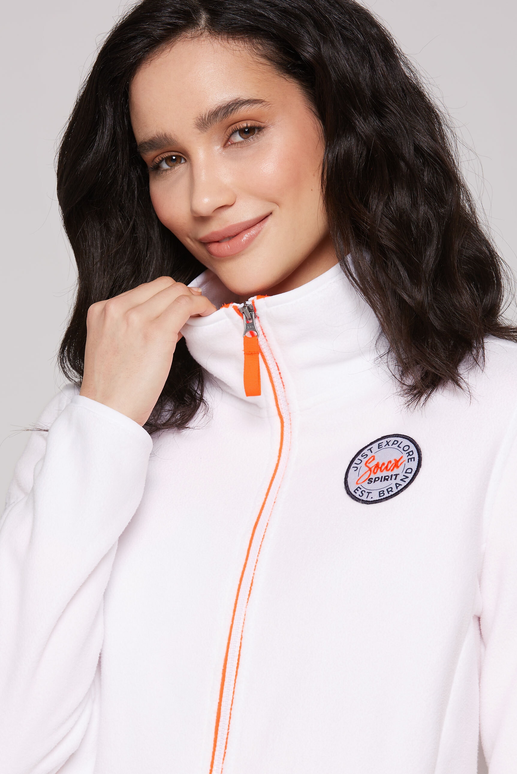 SOCCX Fleecejacke, ohne Kapuze, mit elastischem Saumabschluss