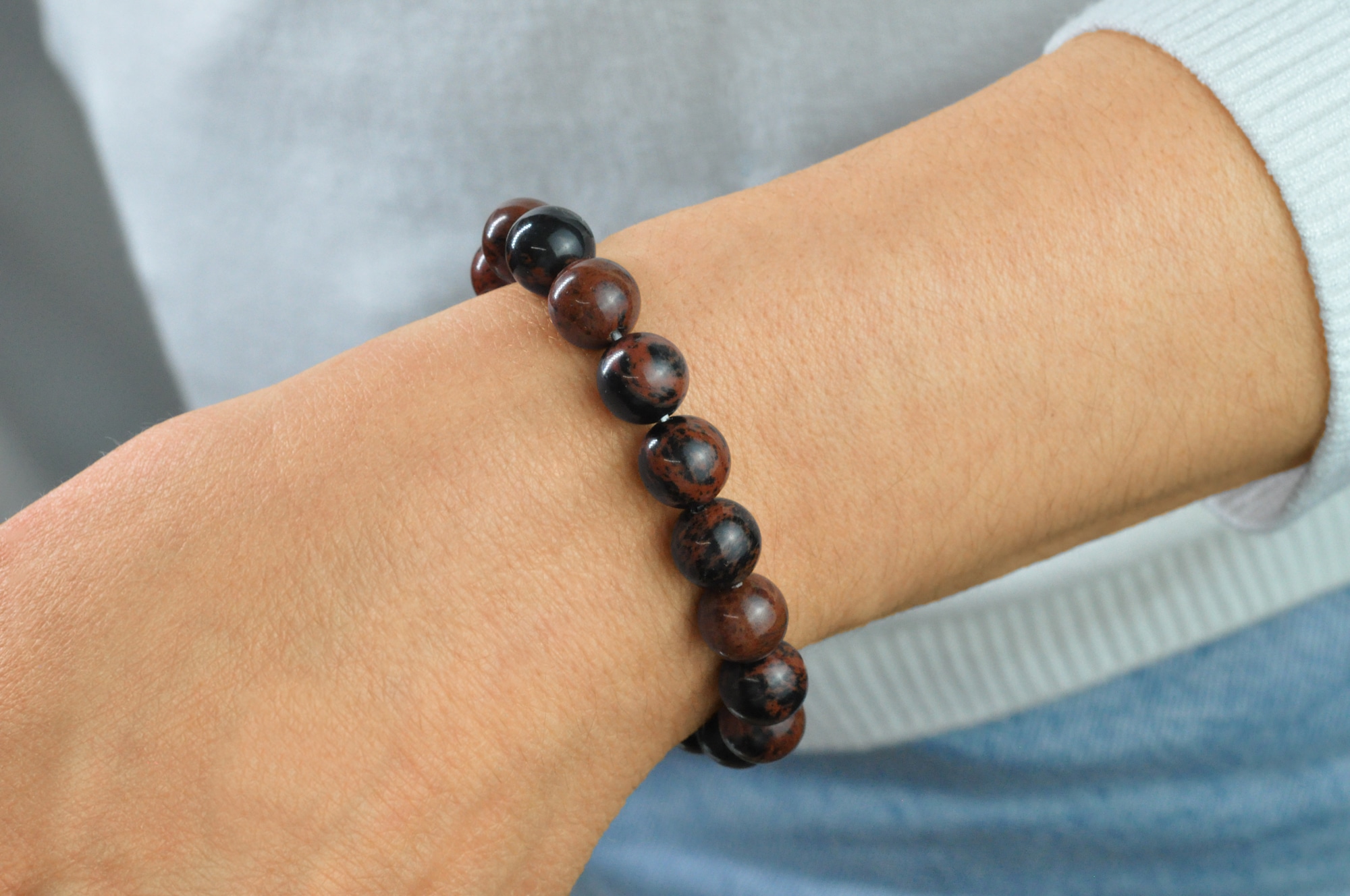 Steuer Armband »Stretch mit Echtstein Jaspis braun«