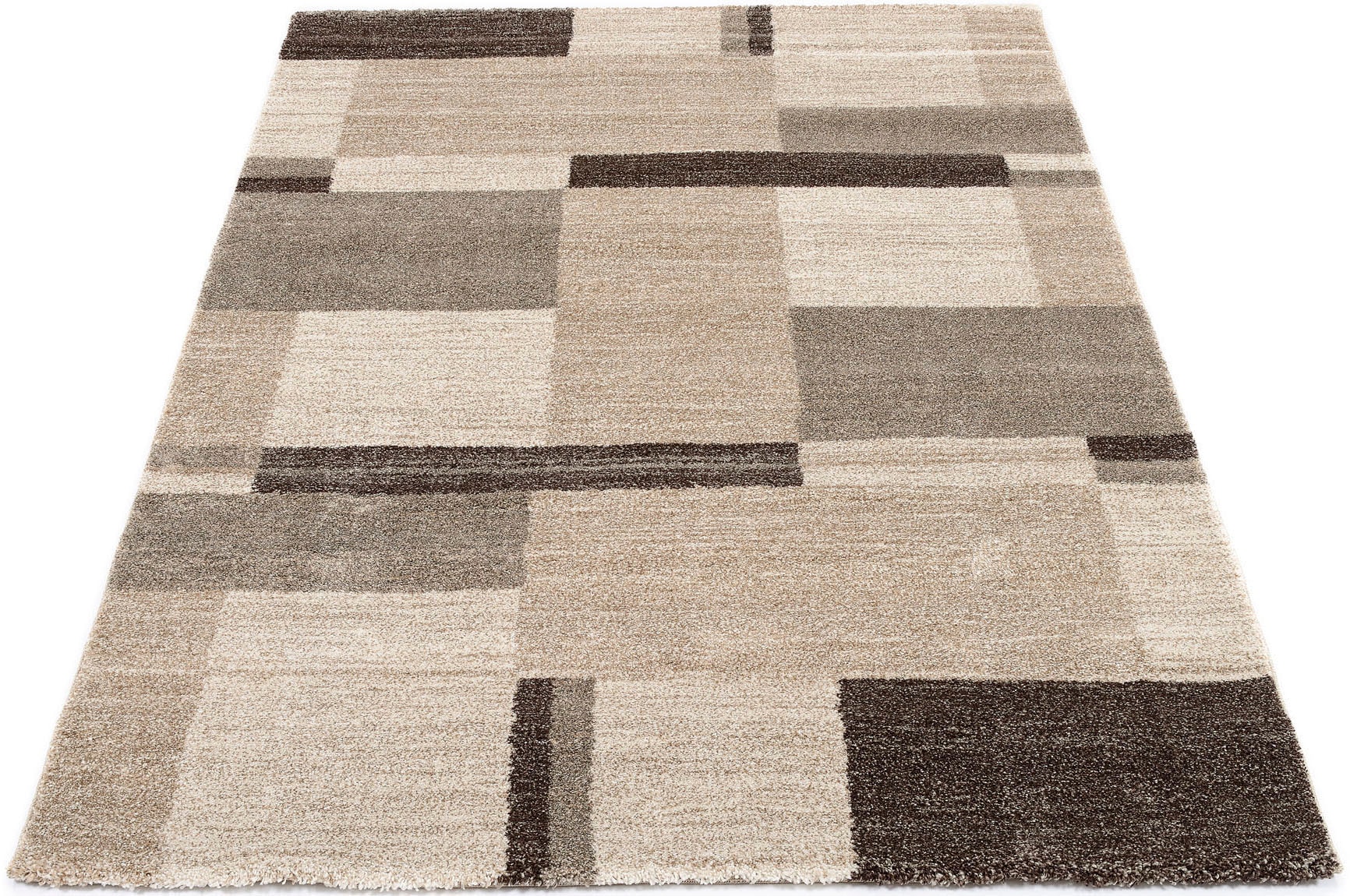 OCI DIE TEPPICHMARKE Teppich "CASTLE BEPPO, auch als Läufer erhältlich" rechteckig 20 mm Höhe dichter Frisé Kurzflor, kariert, Wohnzimmer, Schlafzimmer