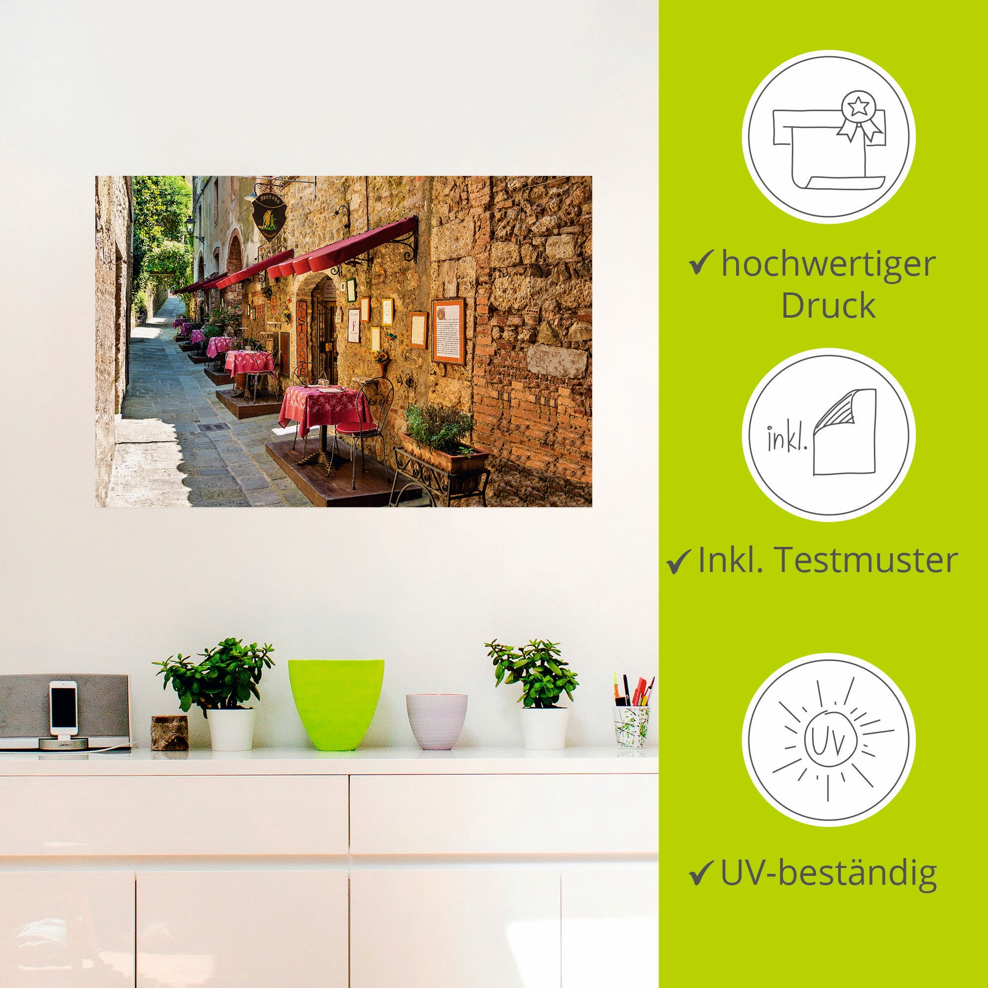 Artland Wandbild »Toskana II«, Europa, (1 St.), als Alubild, Outdoorbild, Leinwandbild, Poster, Wandaufkleber
