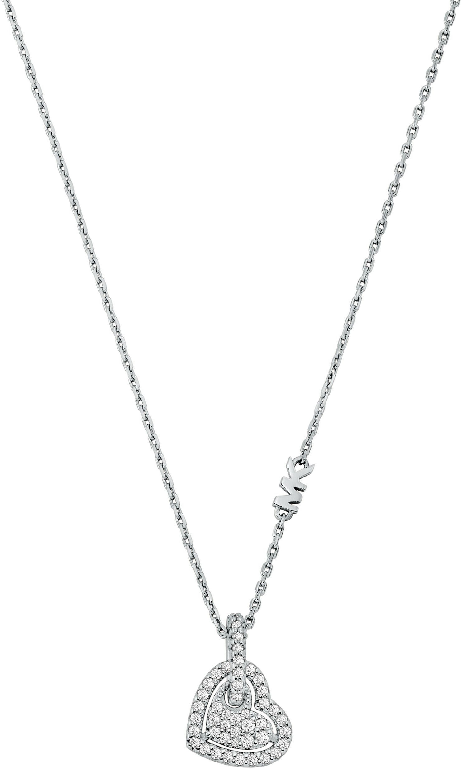 MICHAEL KORS Kette mit Anhänger »Schmuck Geschenk Silber 925 Halskette Pavé Herz Charm, MKC1747CZ040«, mit Zirkonia (synth.)