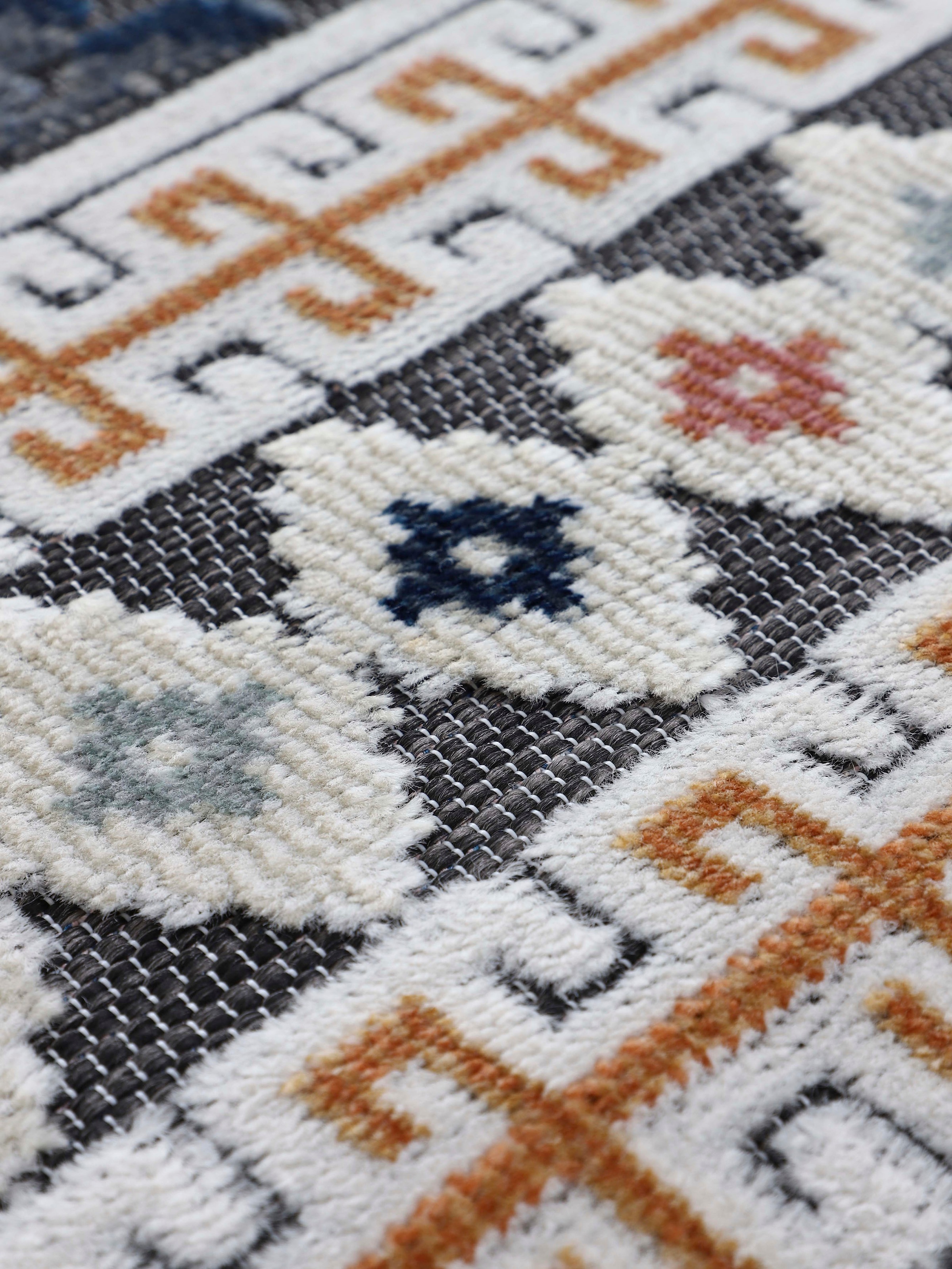 carpetfine Teppich »Deja 103«, rechteckig, 4 mm Höhe, robustes Flachgewebe, Motiv- Floral Palmenblätter, Hoch-Tief Effekt