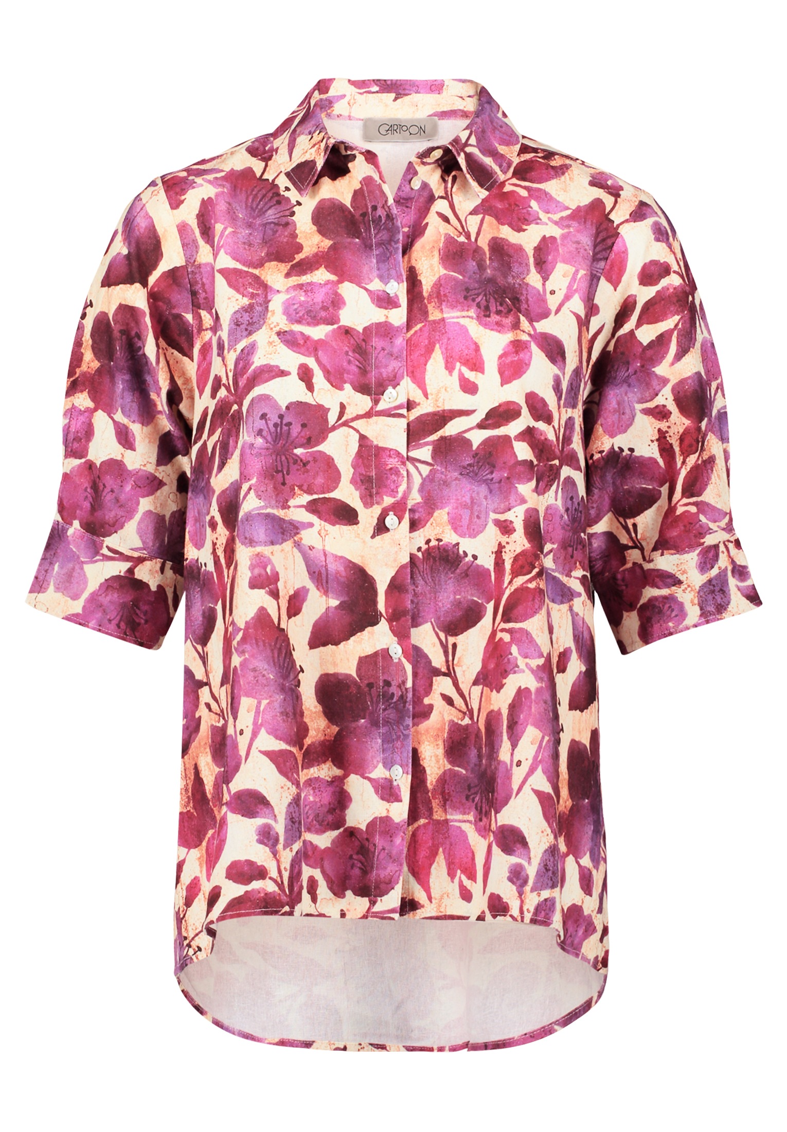 Cartoon Kurzarmbluse "Cartoon Damen Leinenbluse mit Kragen" günstig online kaufen