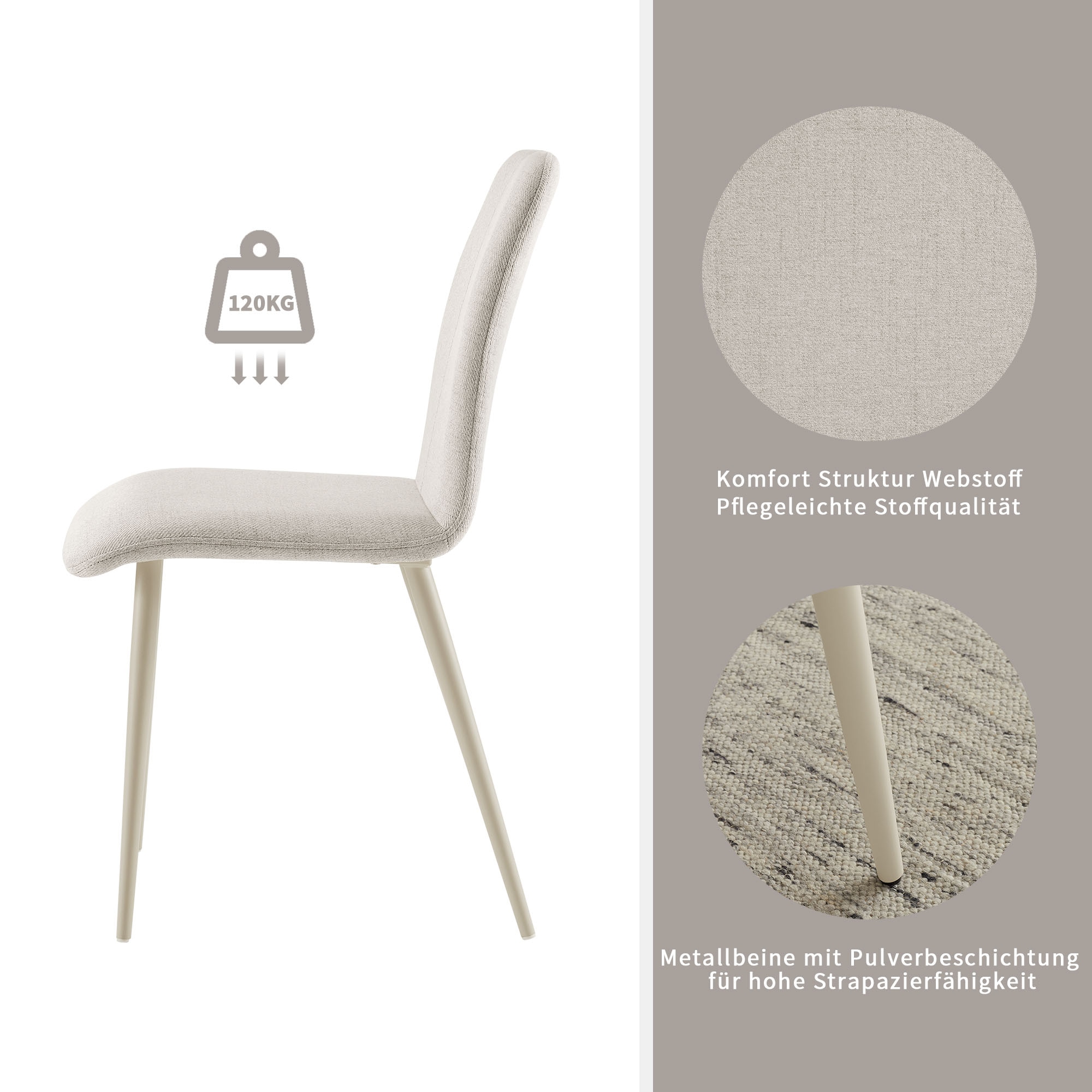 OTTO home 4-Fußstuhl »Allyae« (Set) edlem Strukturstoff, modernem Design und robustem Metallgestell