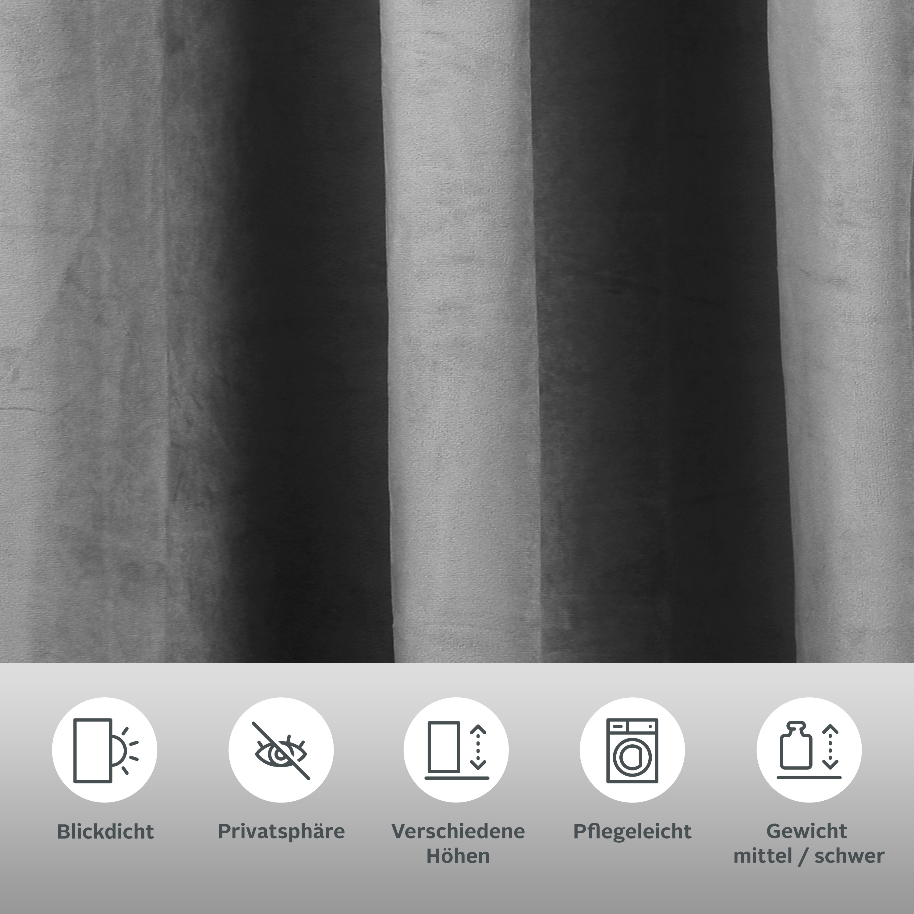 Thumbnail - my home Vorhang "Velvet uni" Multifunktionsband 2 Stk. tlg. Samt, 2-er Set, Vorhang, edel, einfarbig