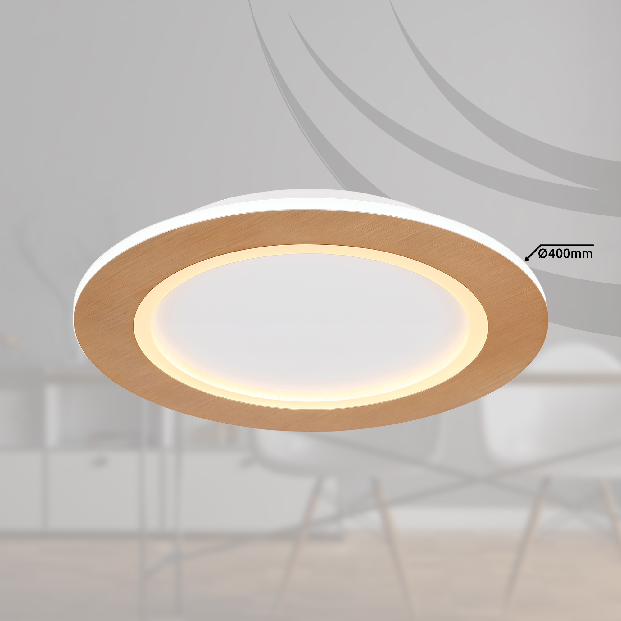 GLOBO LIGHTING LED Deckenleuchte »CLAY«, Leuchtmittel LED-Modul | LED fest integriert, Deckenlampe/holzoptik/rund/Wohnzimmer/Schlafzimmer