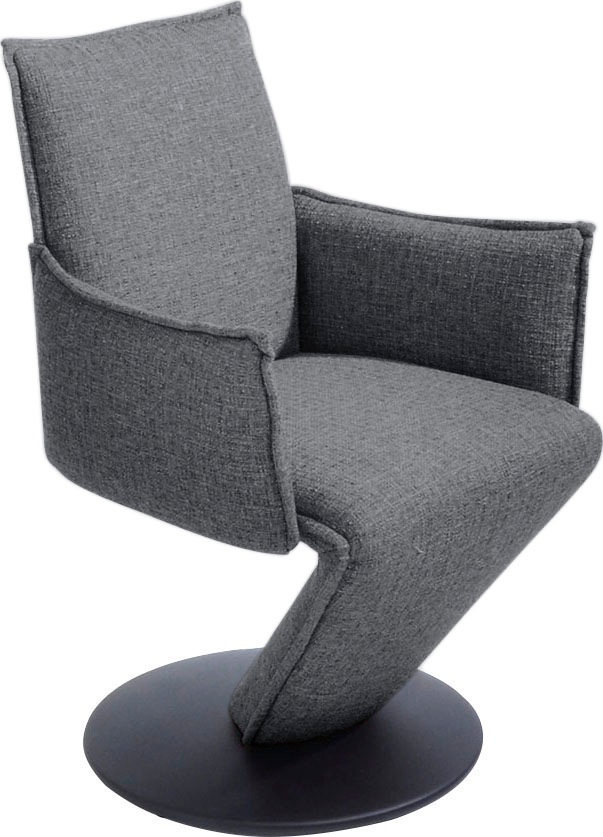 K+W Komfort & Wohnen Esszimmerstuhl "Drive, Drehstuhl" () Sessel mit federnder Sitzschale, Drehteller in Metall schwarz Struktur