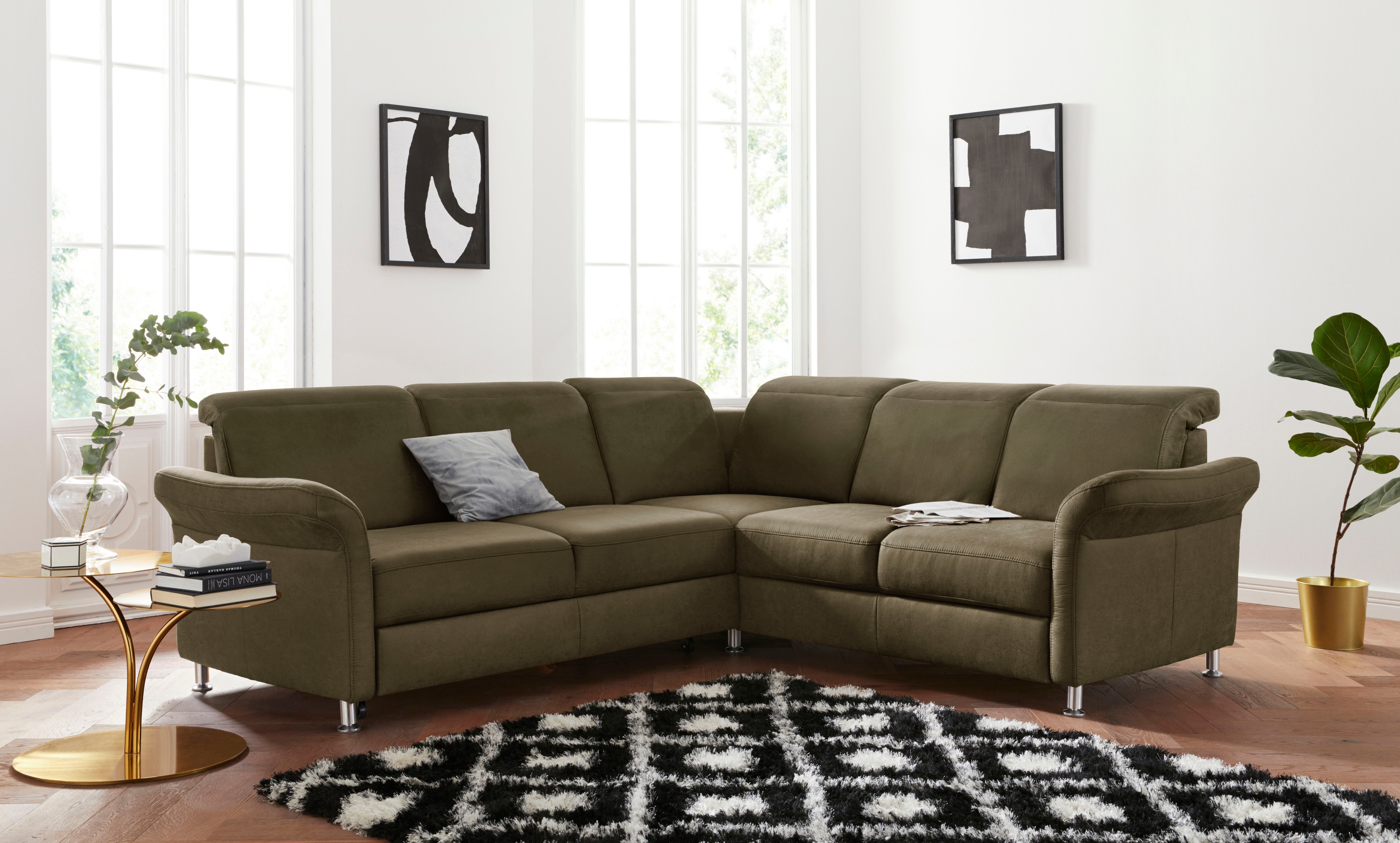 sit&more Ecksofa "Darwin L-Form" inklusive Federkern, wahlweise mit Kopfteilverstellung, Schlaffunktion