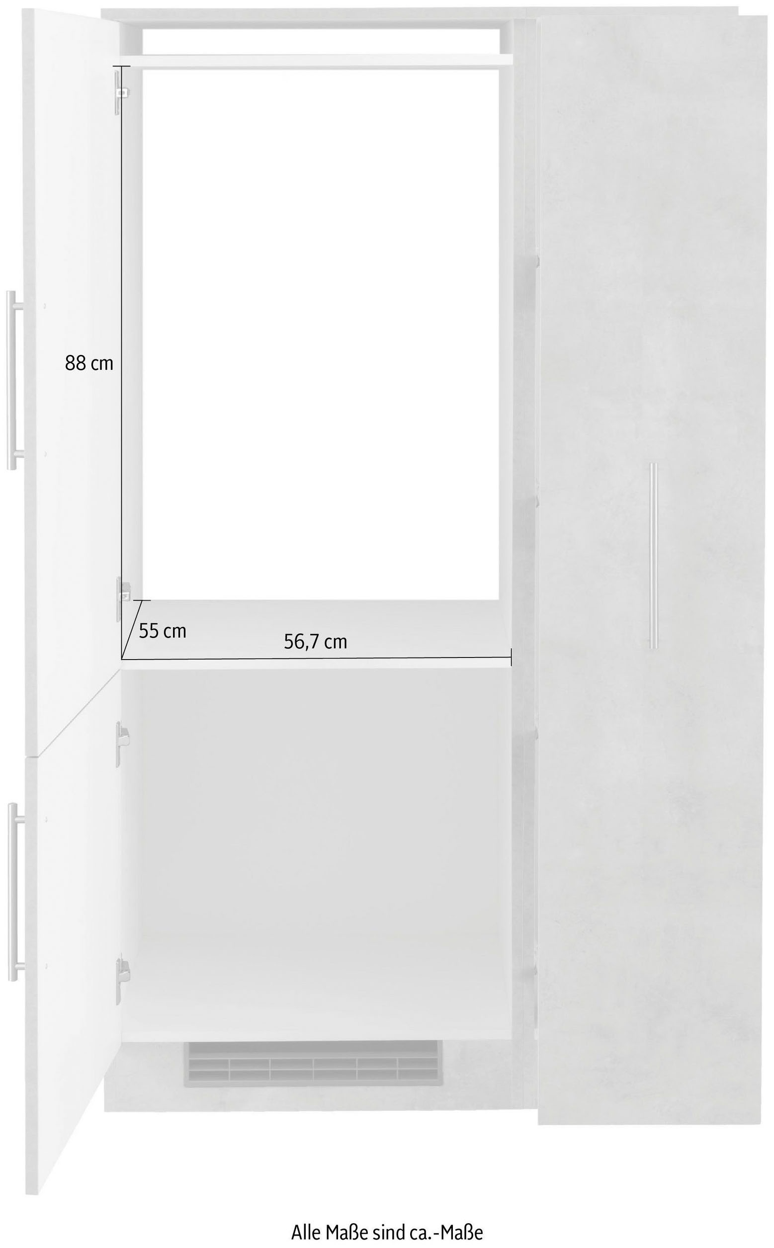 wiho Küche BAUR Stauraum, »Cali«, cm Kühlumbauschrank wahlweise Küchen | bestellen 90 E-Geräten, mit Breite mit