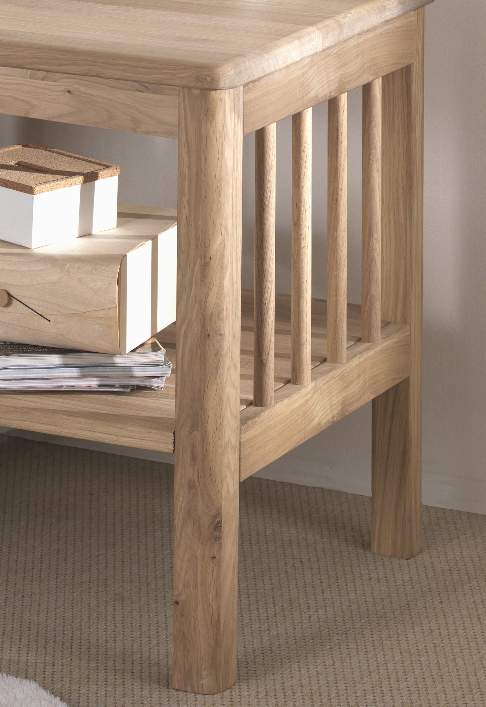 Home affaire Sideboard »Nachtkonsole aus massvier Eiche natur geölt, zeitloses Design«, (B/H/T ca. 120x77x60 cm, mit 1 Fachboden, seitlich Sprossen), mit 1 Fachboden, stabil und standfest gebaut