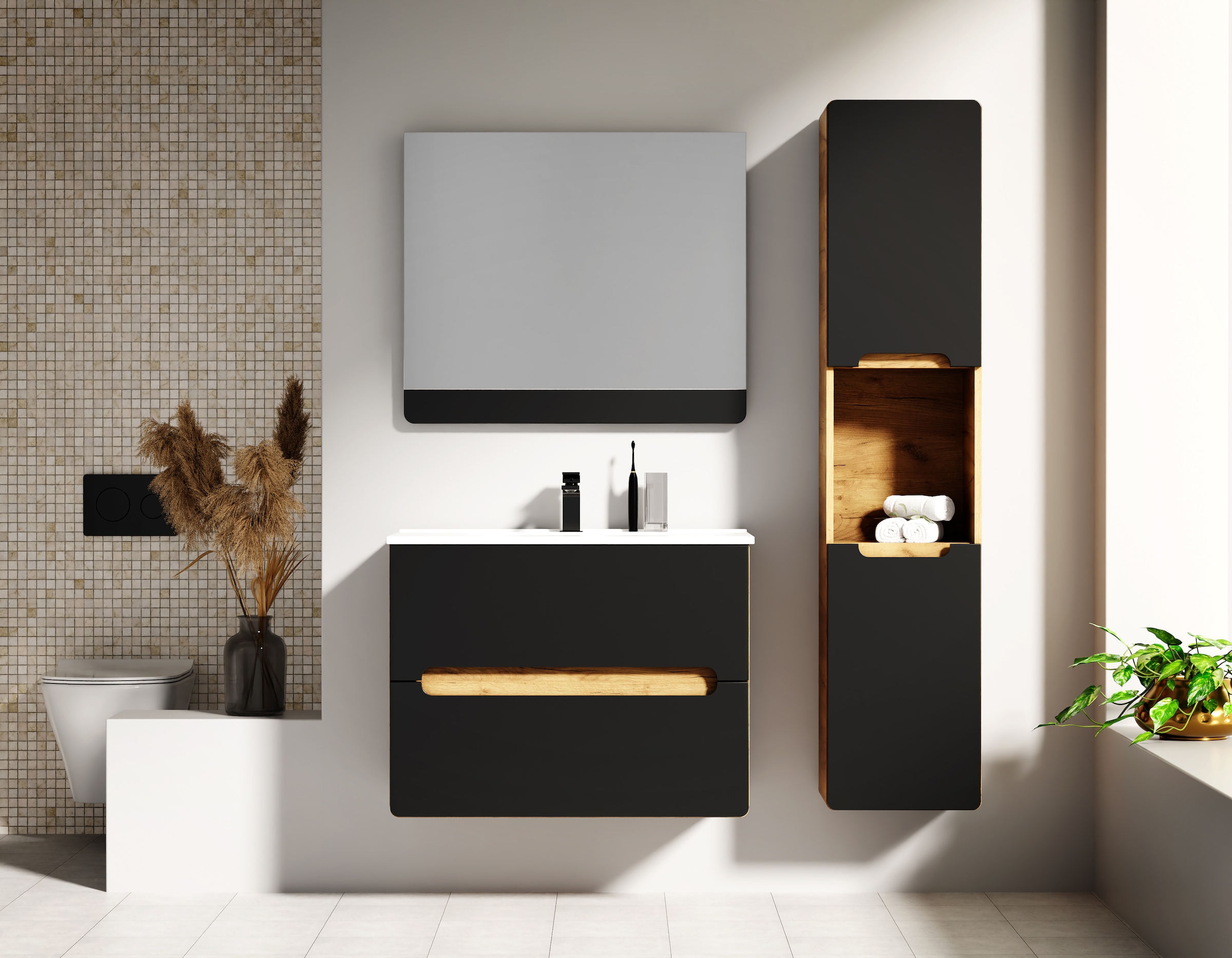 welltime Waschtisch "Lupo", Badschrank mit Waschbecken,Soft Close,in versch günstig online kaufen