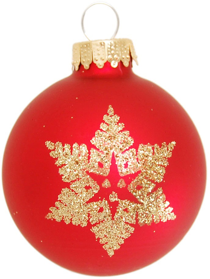 Krebs Glas Lauscha Weihnachtsbaumkugel »Schneeflocke rot«, (Set, 16 St.), Weihnachtsdeko, Christbaumschmuck, Christbaumkugeln aus Glas