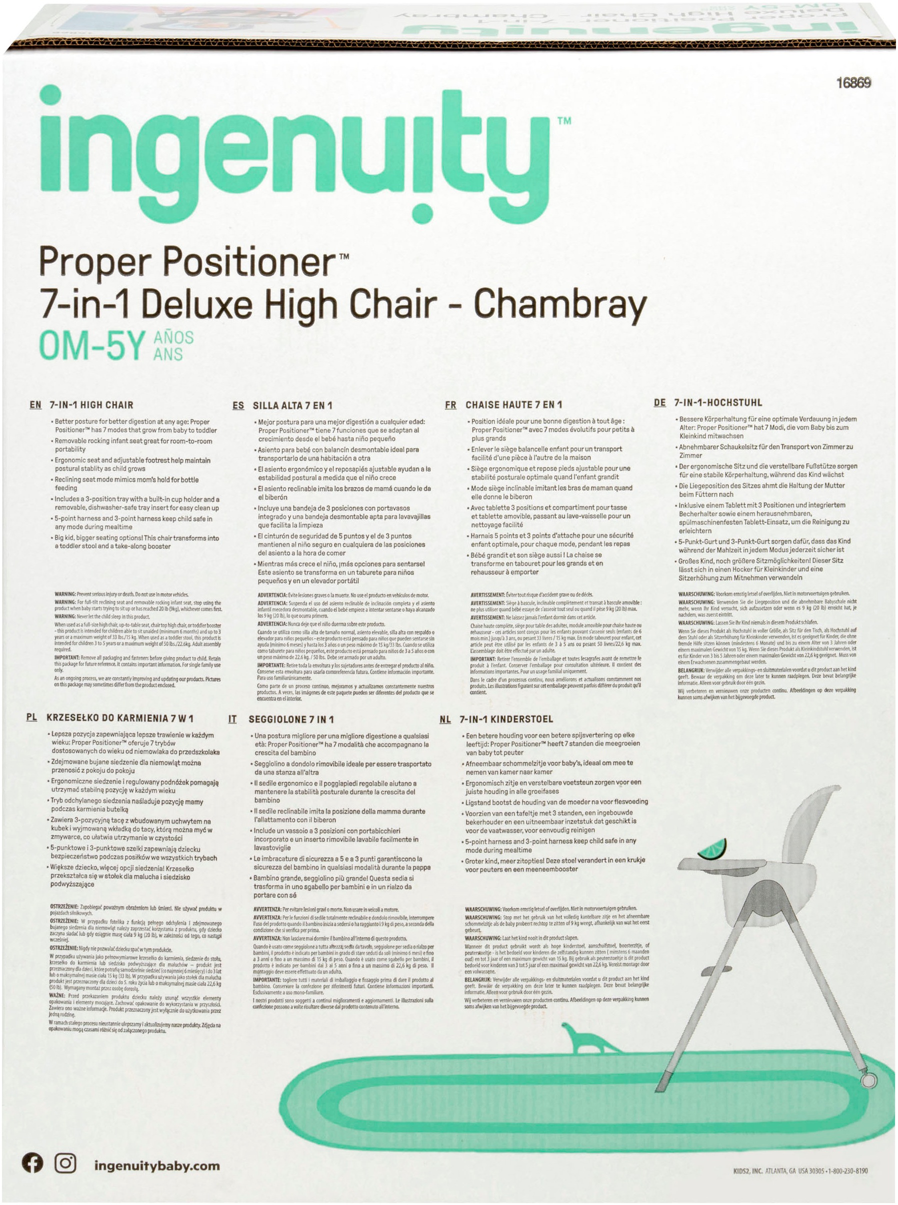 ingenuity Hochstuhl »Proper Positioner™ 7-in-1 Deluxe High Chair - Chambray«