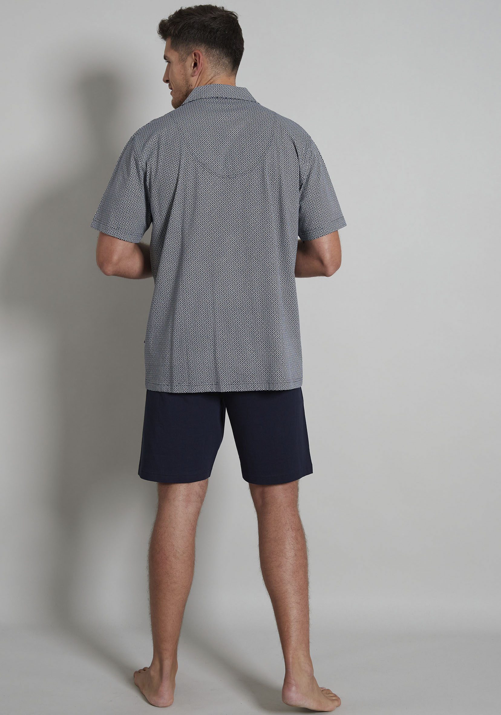 Thumbnail - GÖTZBURG Shorty "Brooklyn", (2 tlg.), Kurzarm, V-Ausschnitt, mit Kragen, kurze Hose, Baumwolle, weich