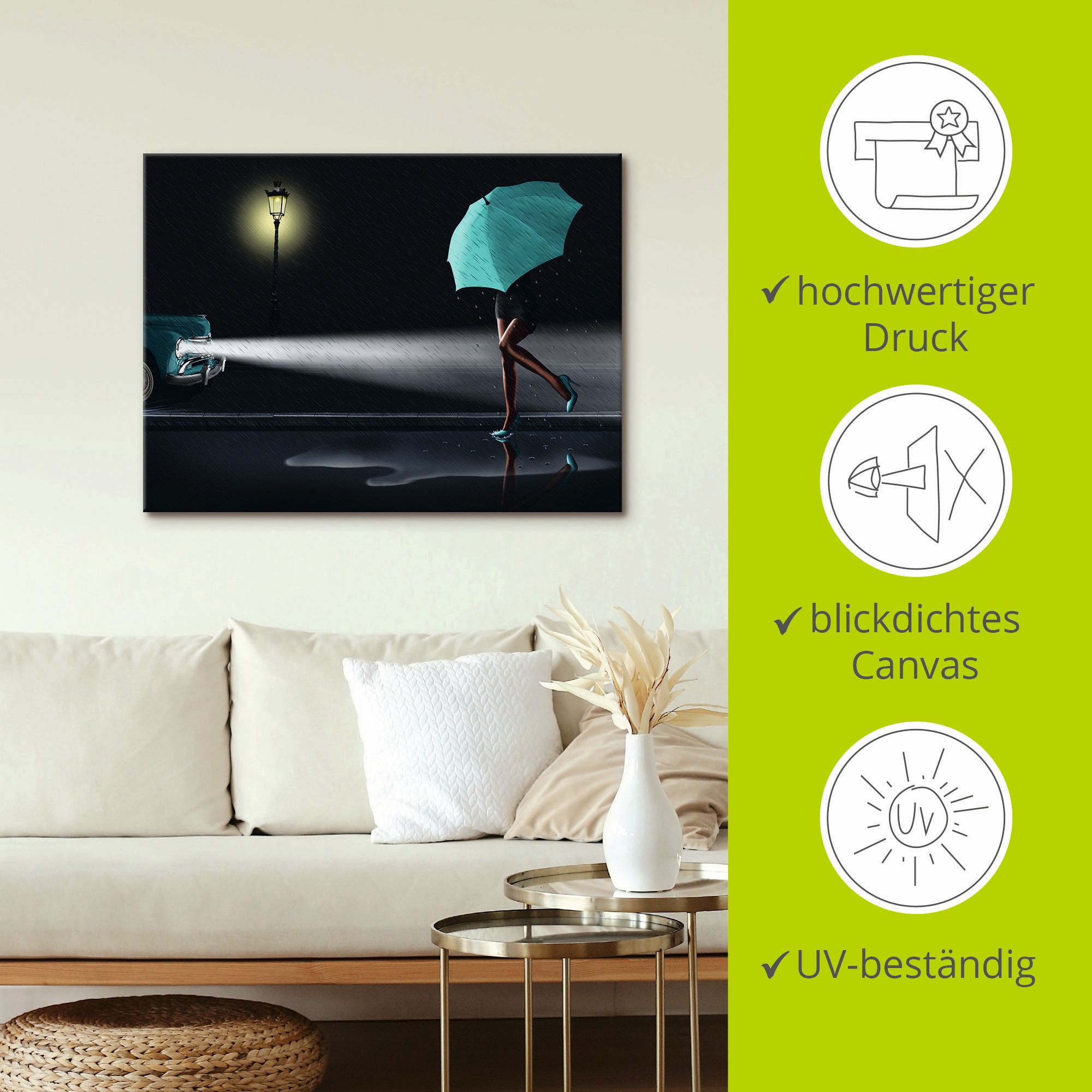 Artland Wandbild »Verregneter Tag 2«, Frau, (1 St.), als Leinwandbild, Poster in verschied. Größen