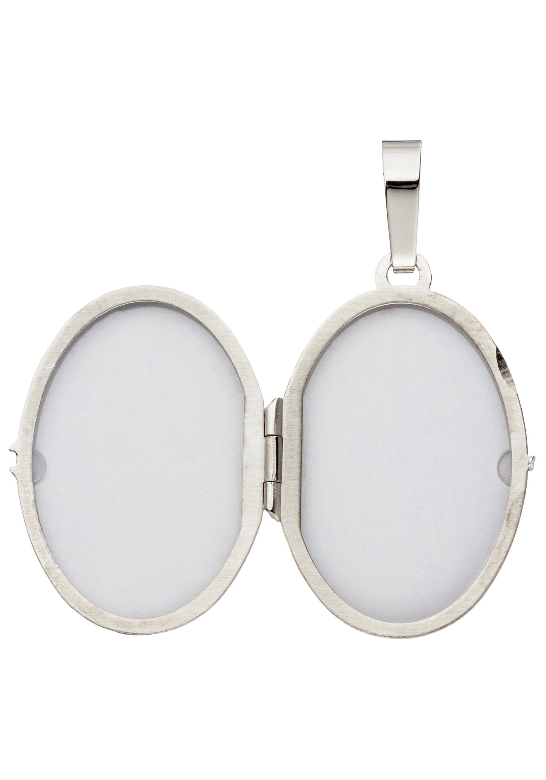 JOBO Medallionanhänger »Anhänger Medaillon oval«, 585 Weißgold mit 3 Diamanten