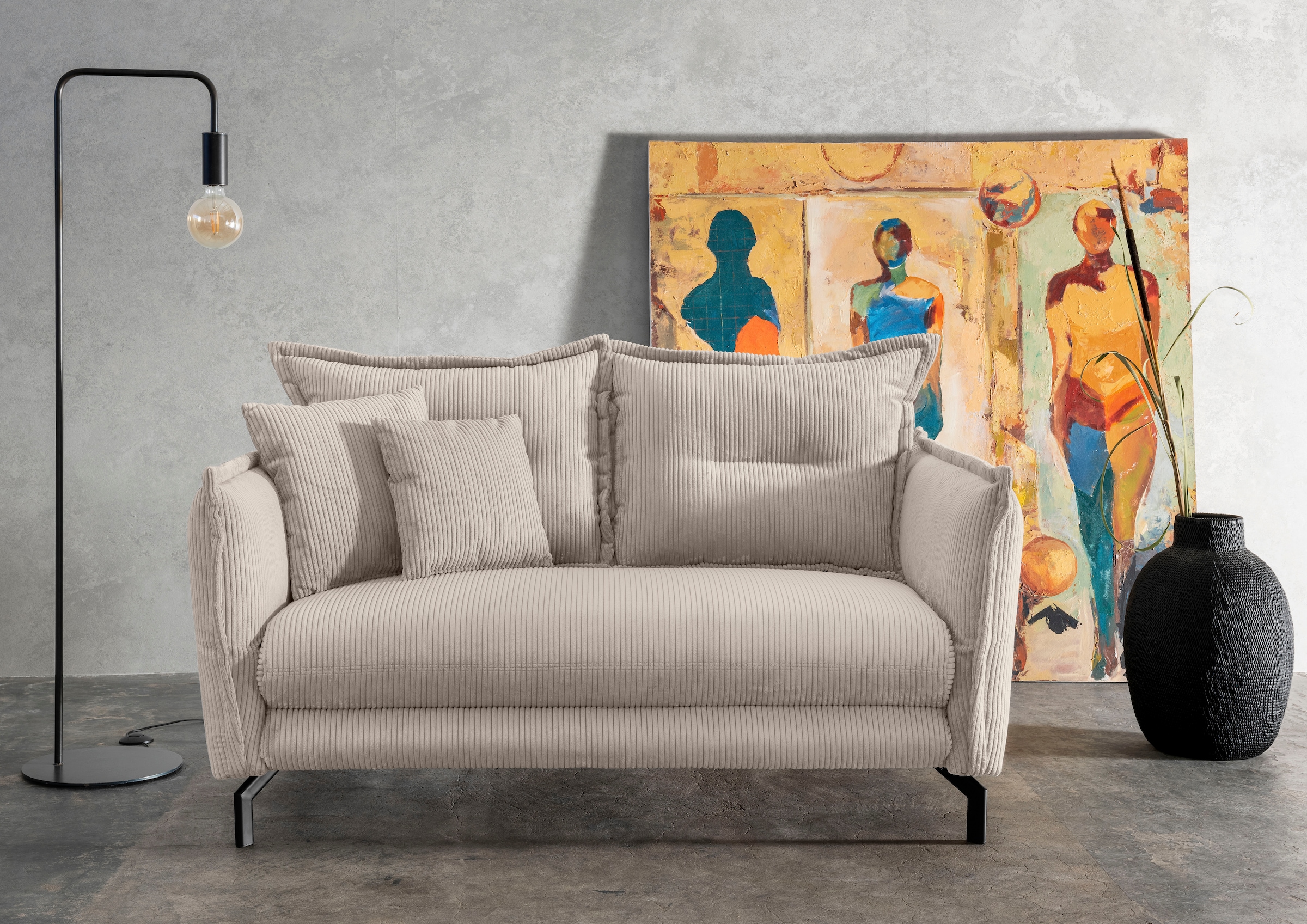 Home affaire Ecksofa »Lazio modern und bequem, schmale Armlehnen, tolle Detailverarbeitung« zwei verschiedene Fußfarben wählbar