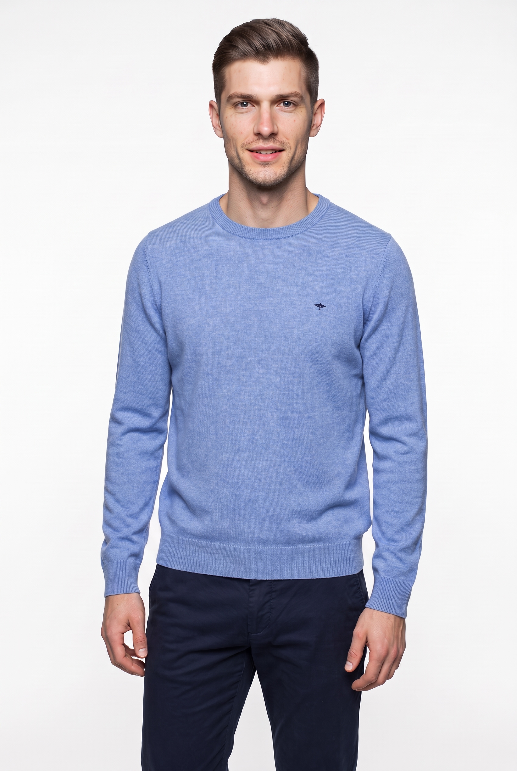 FYNCH-HATTON Rundhalspullover aus Wolle und Kaschmir, mit Rundhalsausschnitt, Regular Fit
