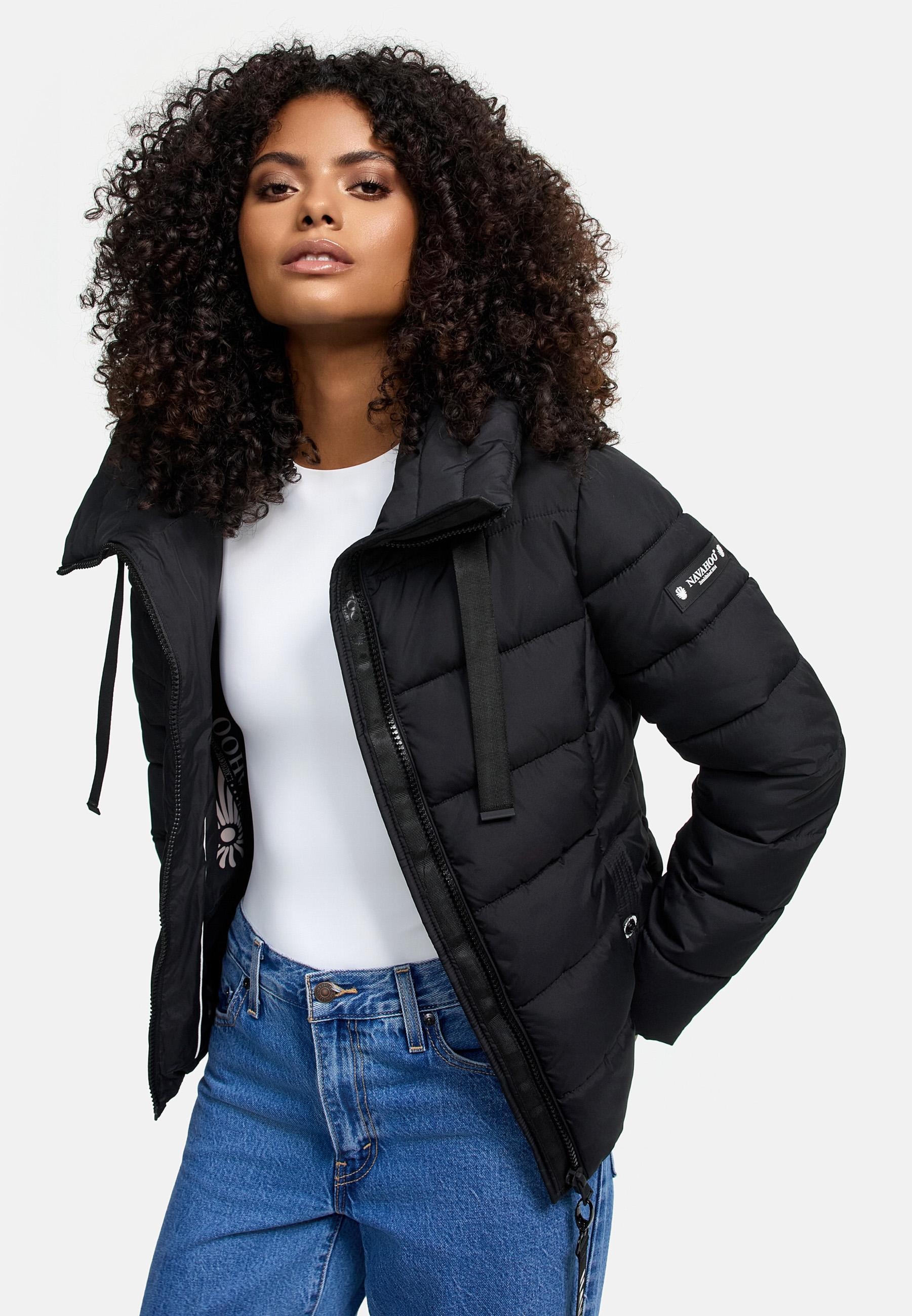 Navahoo Steppjacke »Amayaa«, mit Kapuze, stylische Damen Winterjacke mit coolen Applikationen