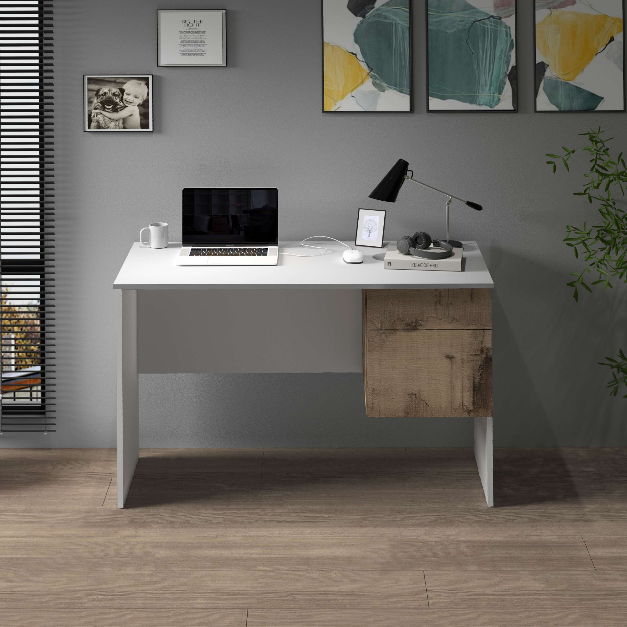 INOSIGN Schreibtisch »Coro, kleiner Computertisch, Bürotisch«, mit 1 Tür & 1 Schublade, Breite 110 cm, Made in Italy
