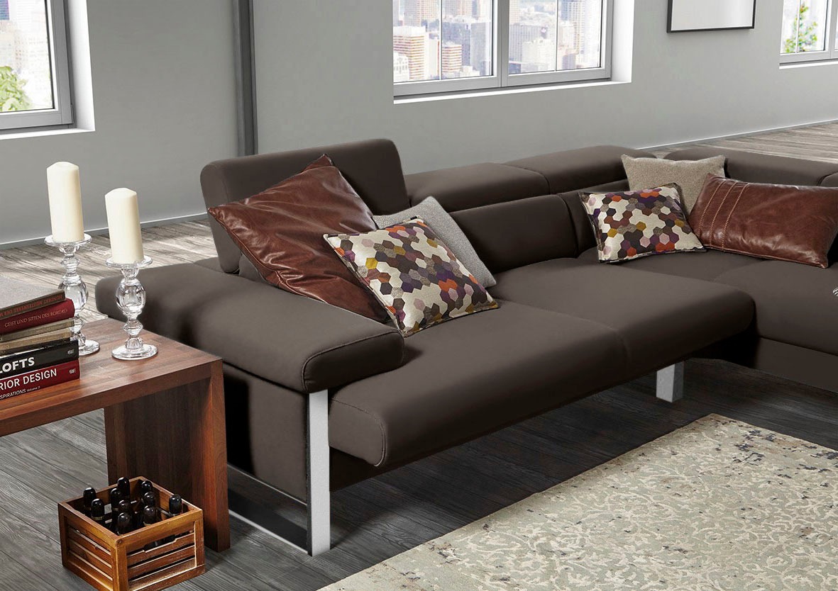 W.SCHILLIG Ecksofa »finn, toller Sitzkomfort, L-Form, hochwertige Verarbeitungsdetails«, German Design Award 2016, Fußgestell Chrom glänzend, Breite 281 cm