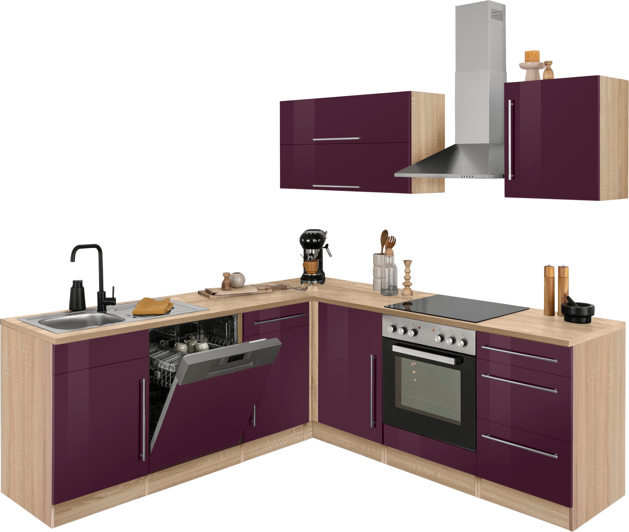 KOCHSTATION Winkelküche "KS-Samos" Stellbreite 220x220 cm, wahlweise mit E- günstig online kaufen