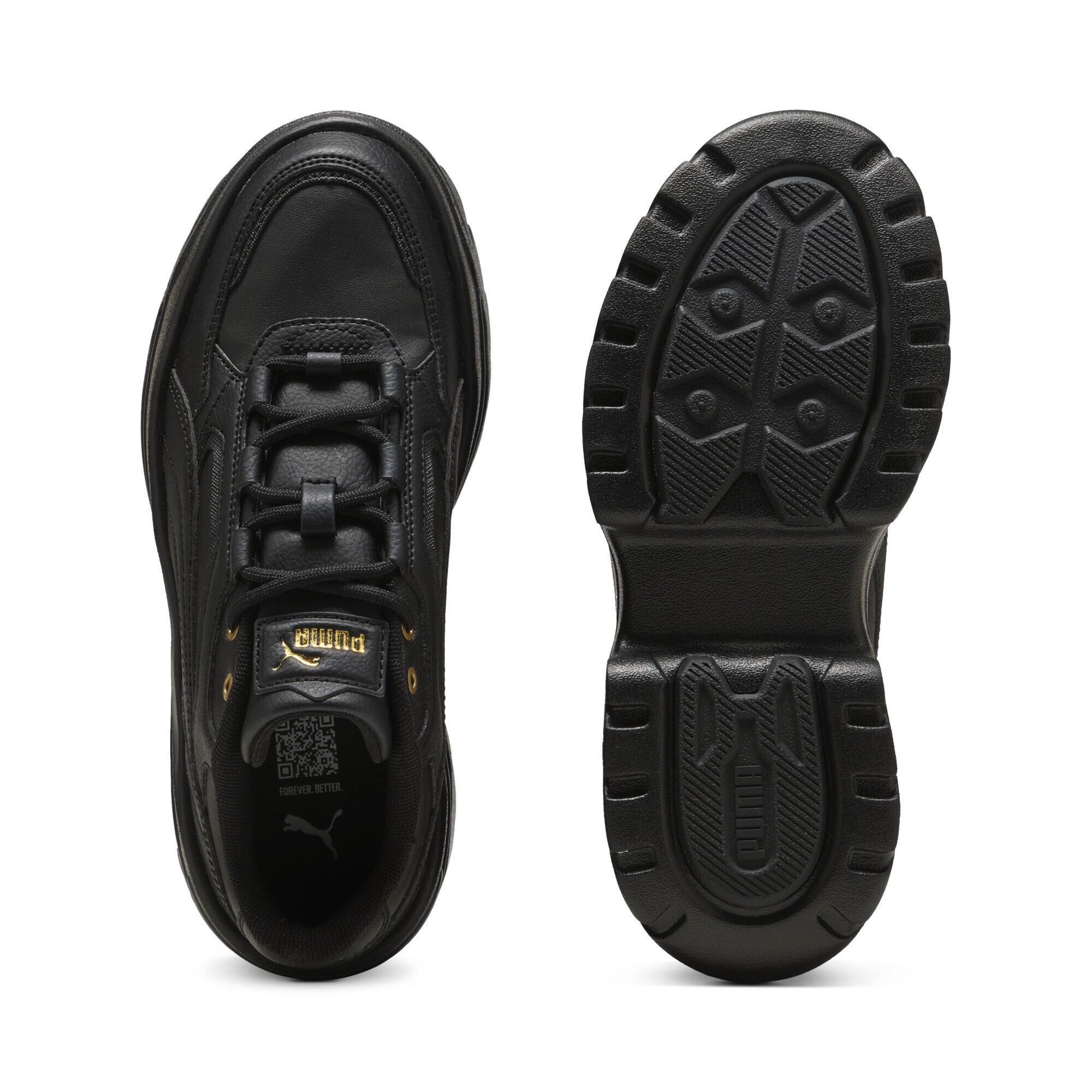 Sneaker PUMA "Karmen X-TRA Sneakers Damen", Damen, Gr. 41, schwarz gold, Obermaterial: Synthetik, Textil; Futter: Textil; Innensohle: Textil; Laufsohle: Gummi, Schuhe Sneaker 3