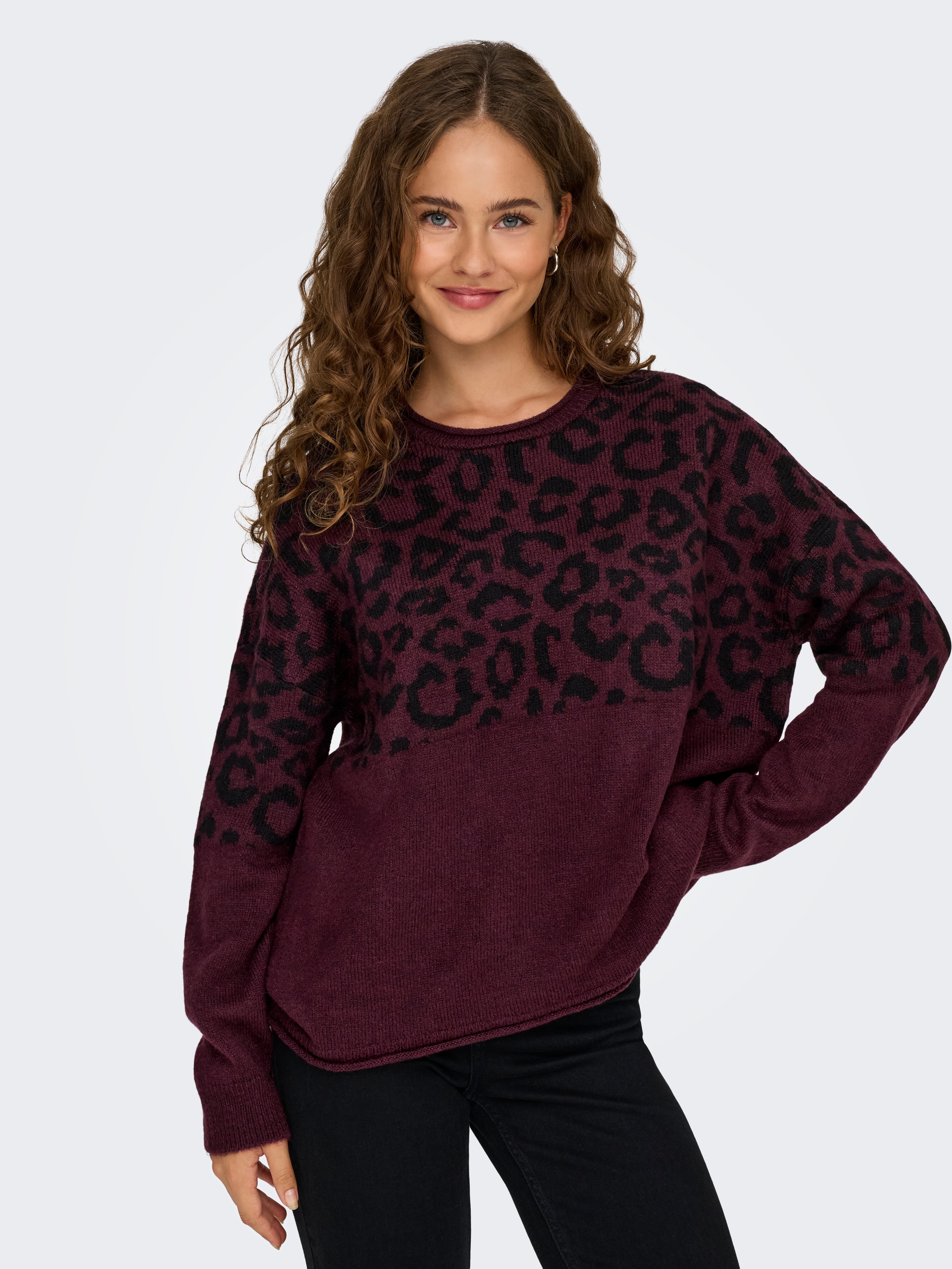 ONLY Rundhalspullover "ONLJADE ANIMAL LS O-NECK NOOS KNT" günstig online kaufen