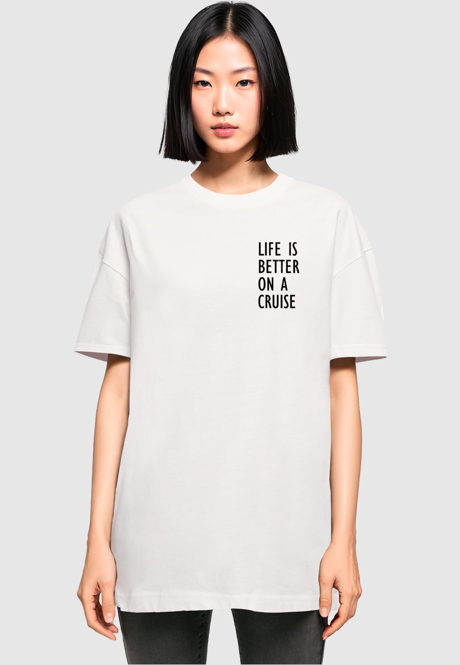 Merchcode T-Shirt »Merchcode Damen Ladies Life Is Better Oversized Boyfriend Tee«, (1 tlg.)